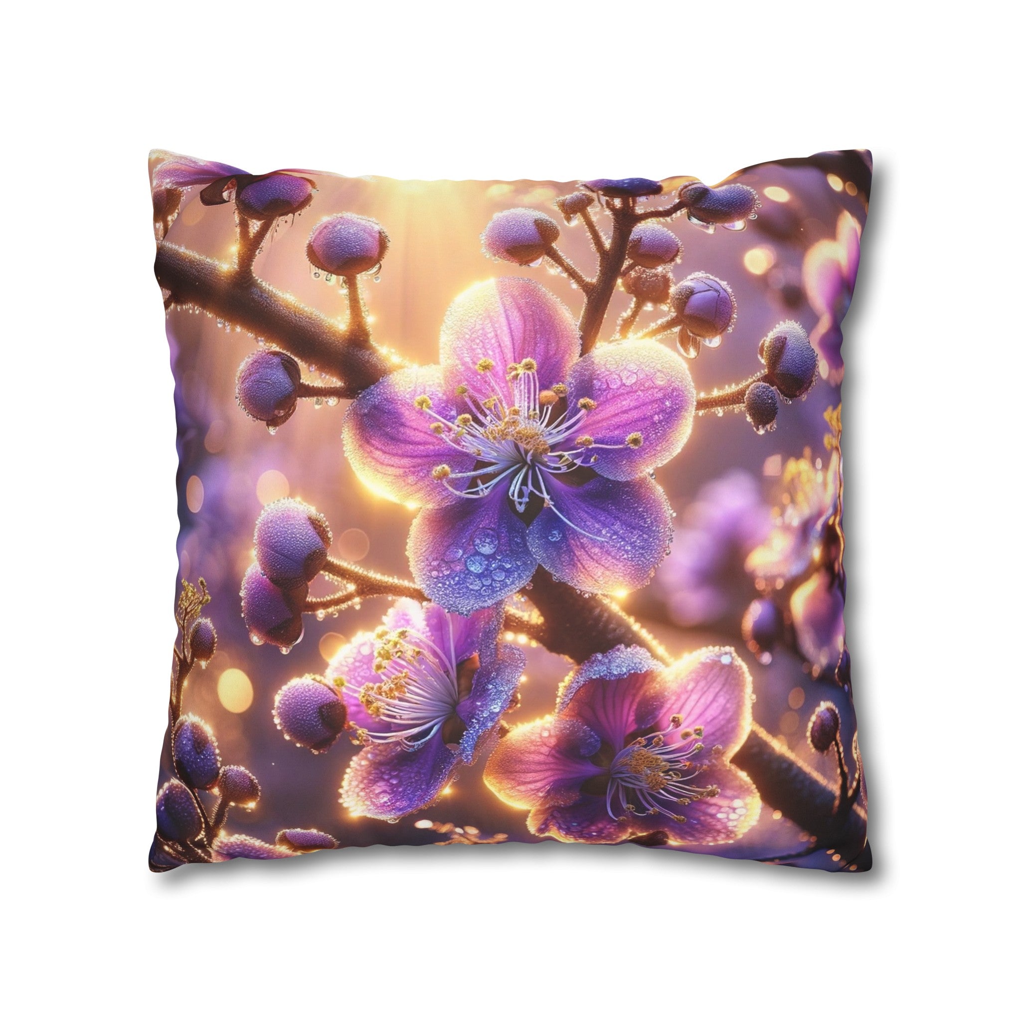 Purple diamond flowers (2) - Suede Square Pillowcase