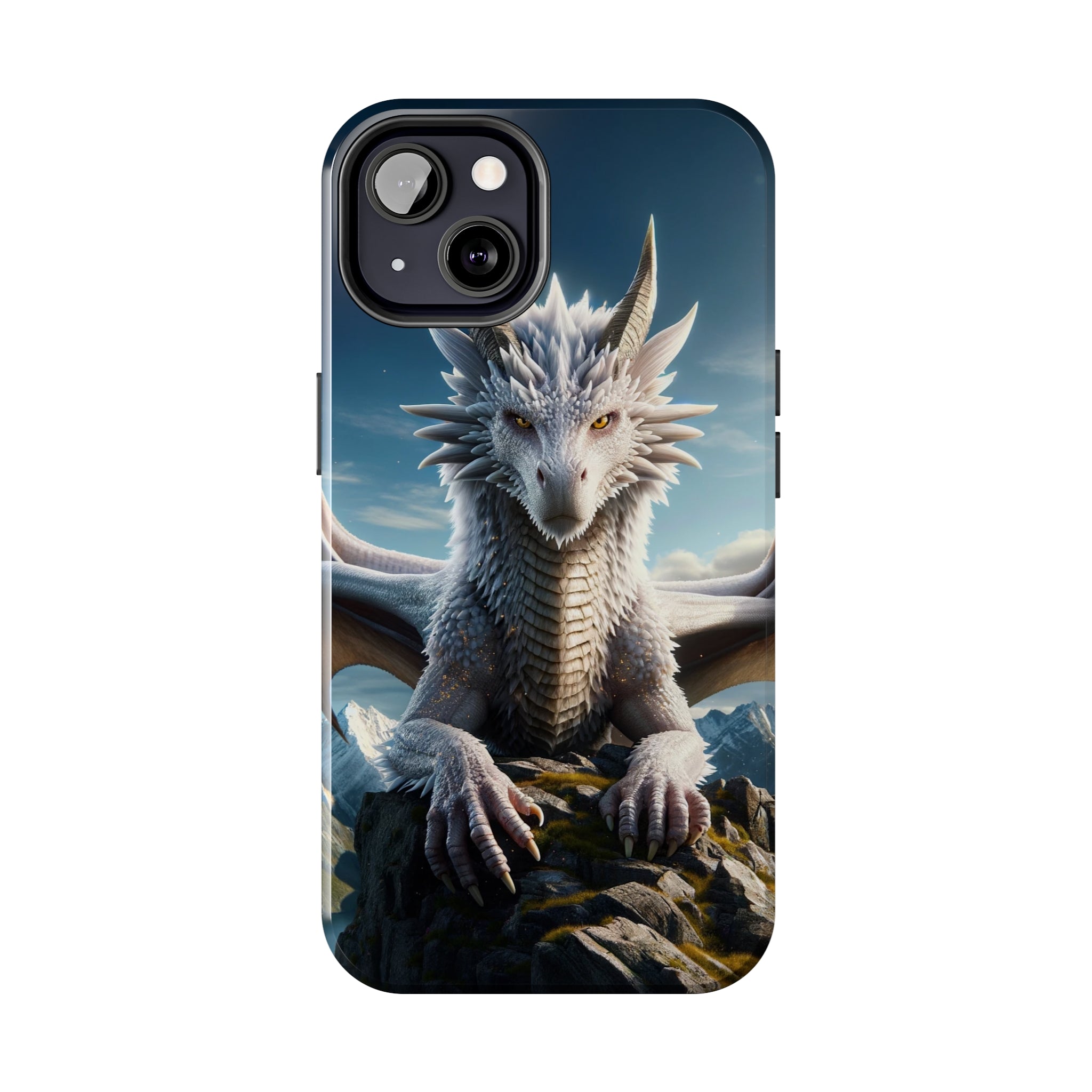 White dragon on a rock - Tough Phone Case