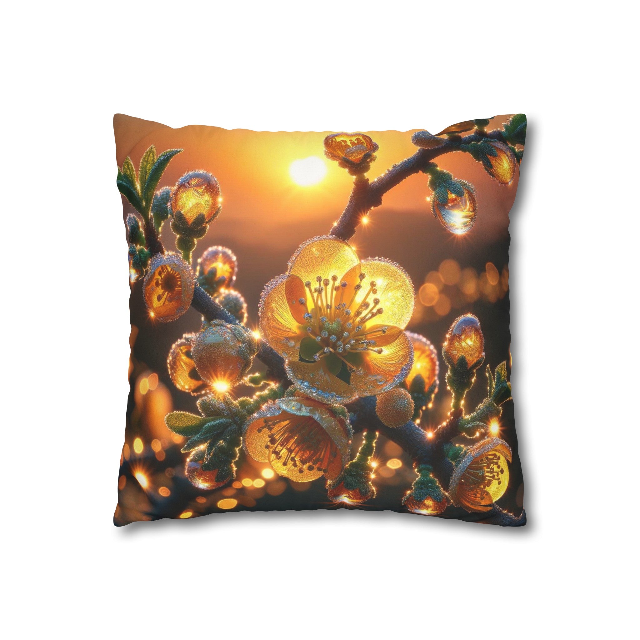 Yellow diamond flowers (2) - Suede Square Pillowcase