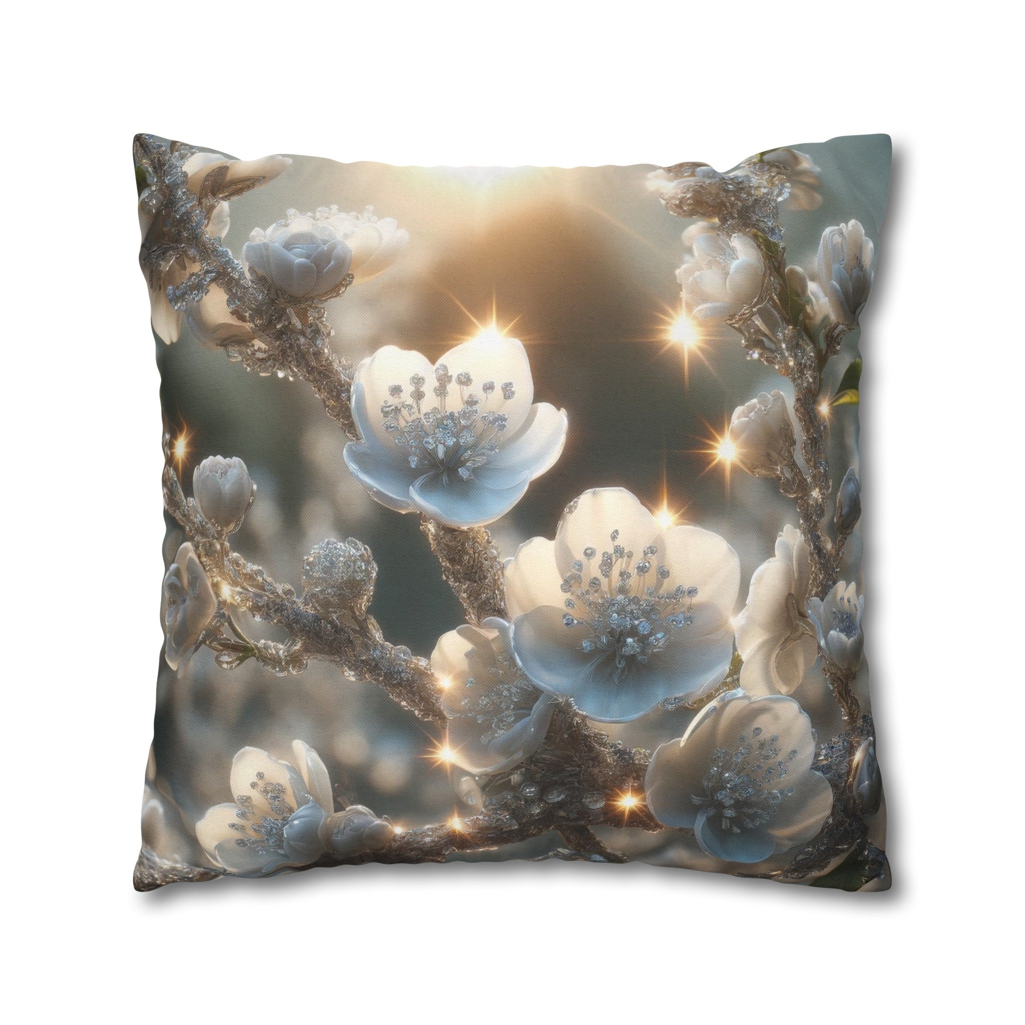 White diamond flowers (1) - Polyester Square Pillowcase