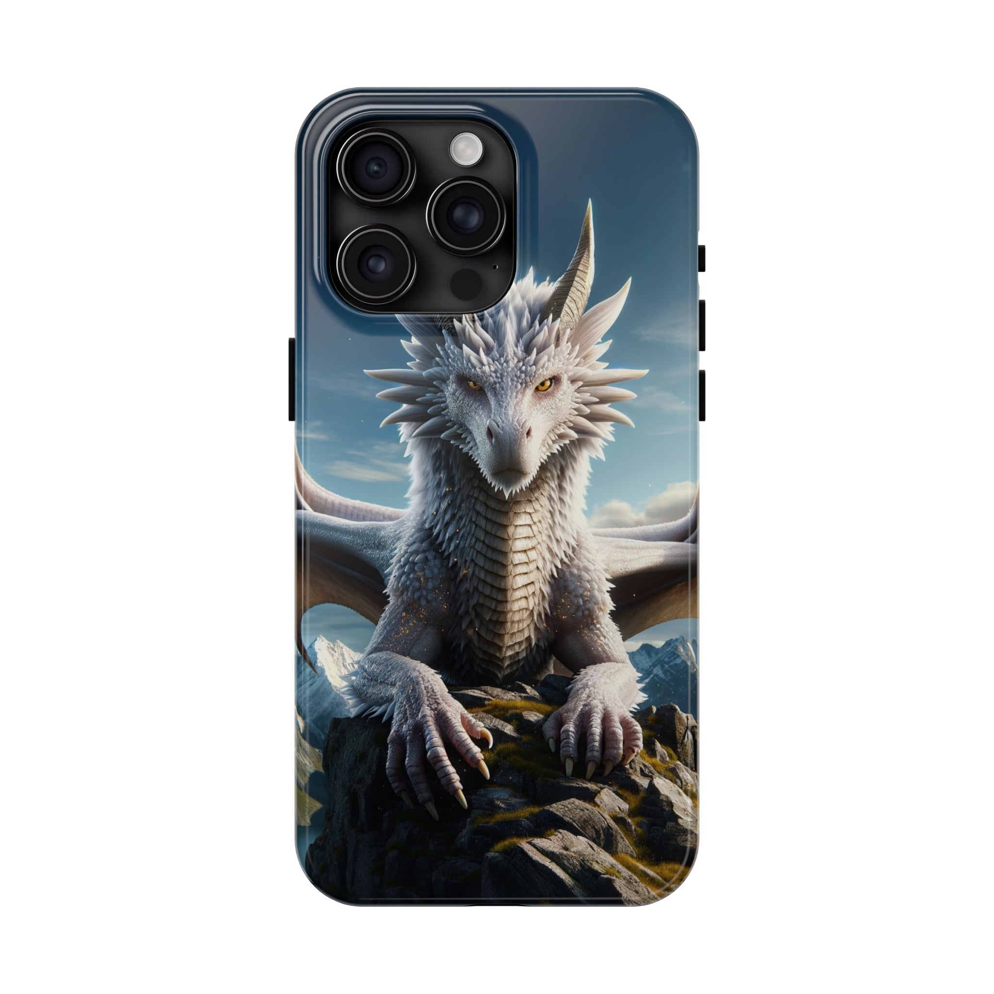 White dragon on a rock - Tough Phone Case