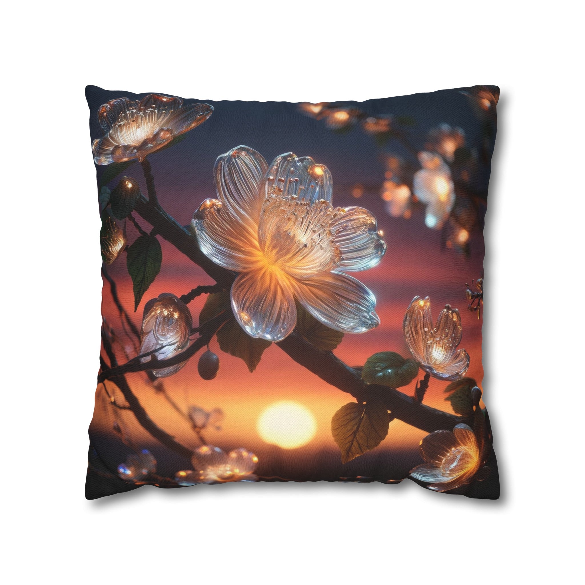 White diamond flowers (4) - Polyester Square Pillowcase