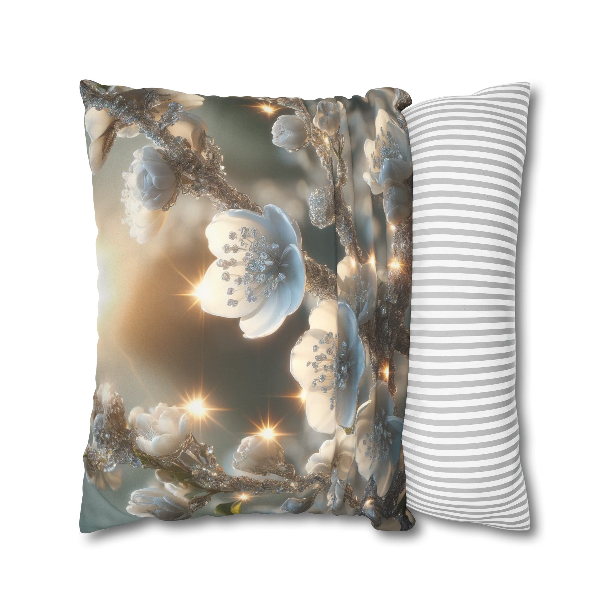 White, diamond flowers (1) - Suede Square Pillowcase