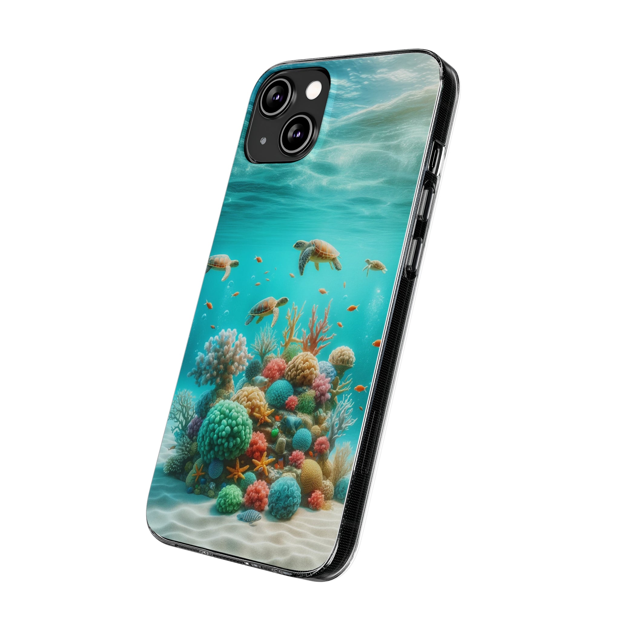 Turtles on coral reef - Soft Phone Case