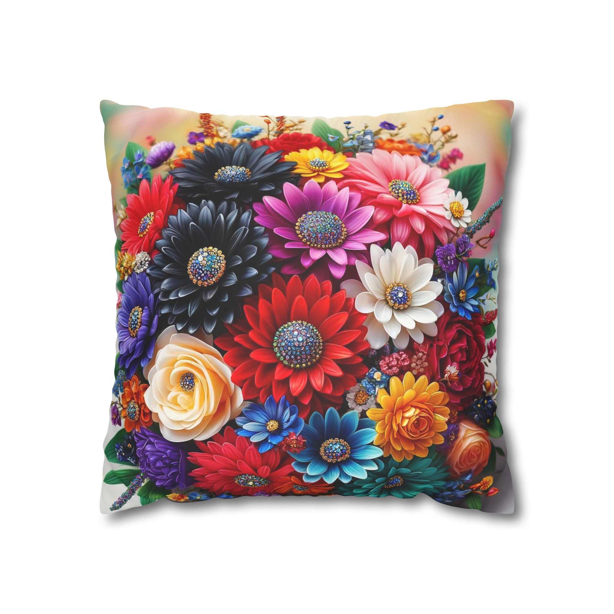 Colourful Bouquet (3) - Suede Square Pillowcase