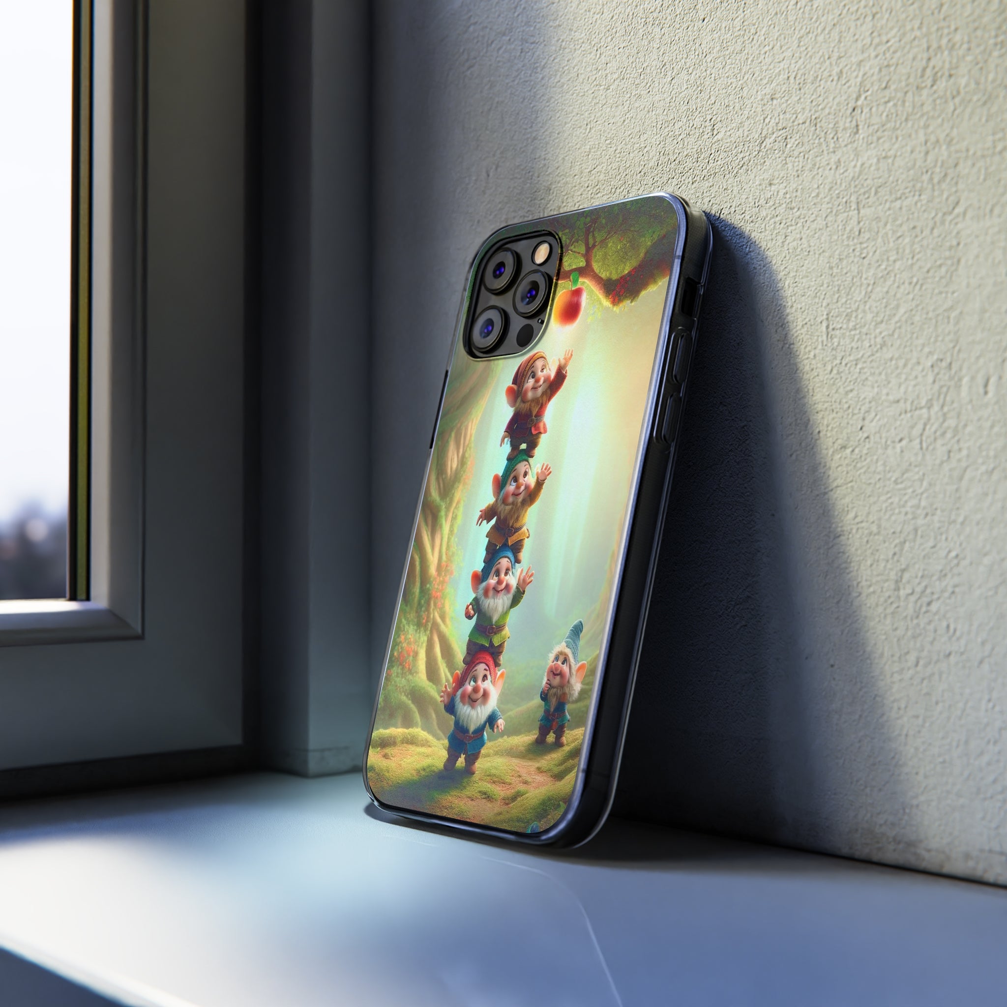 Gnomes reaching an apple - Soft Phone Case