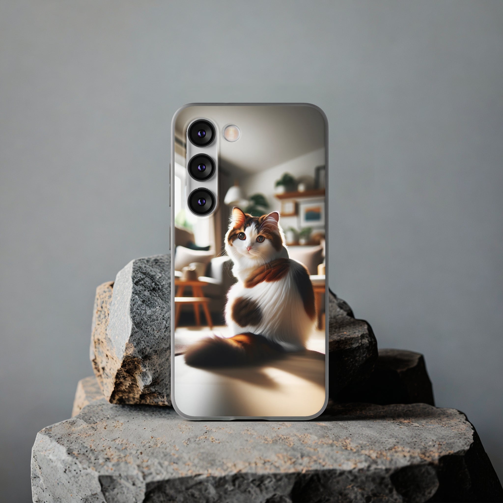 Curious, white-brown cat - Flexi Case (Samsung only)