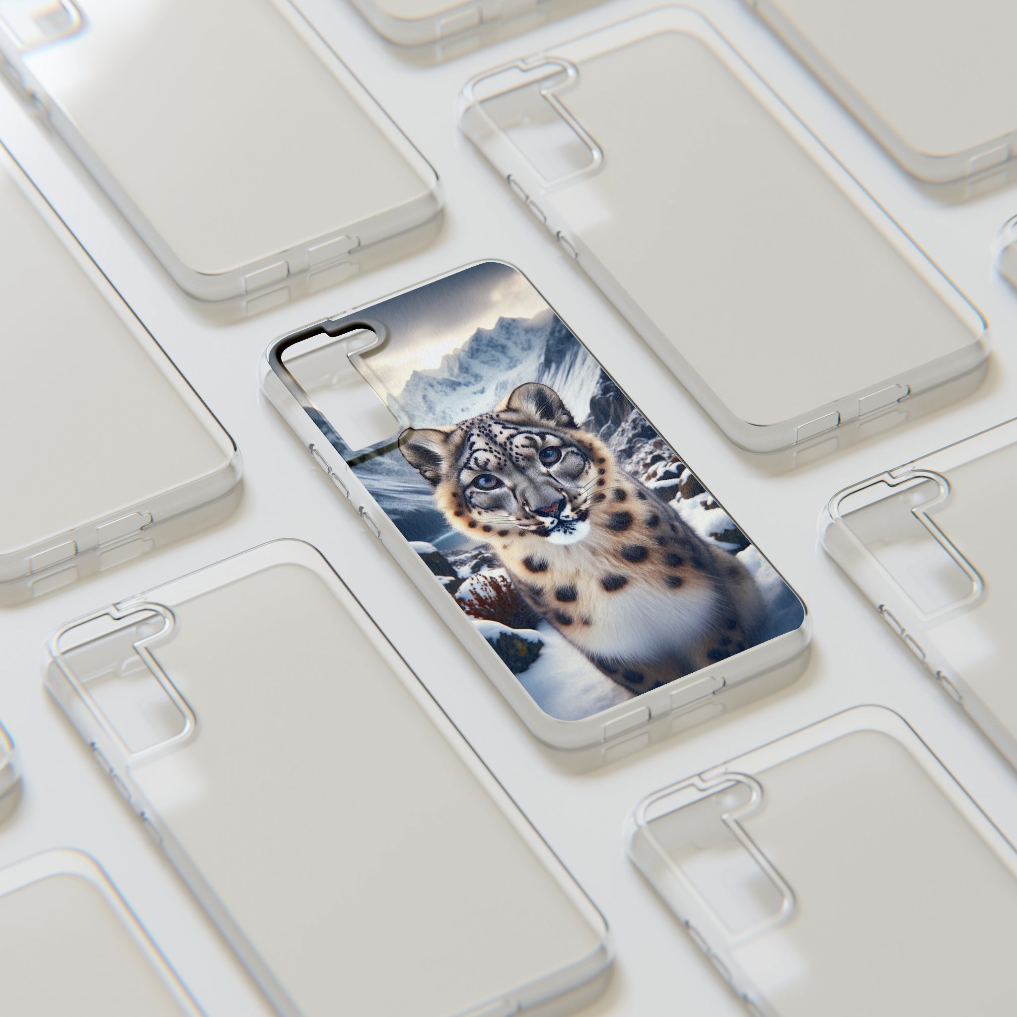 Curious Snow Leopard - Soft Phone Case