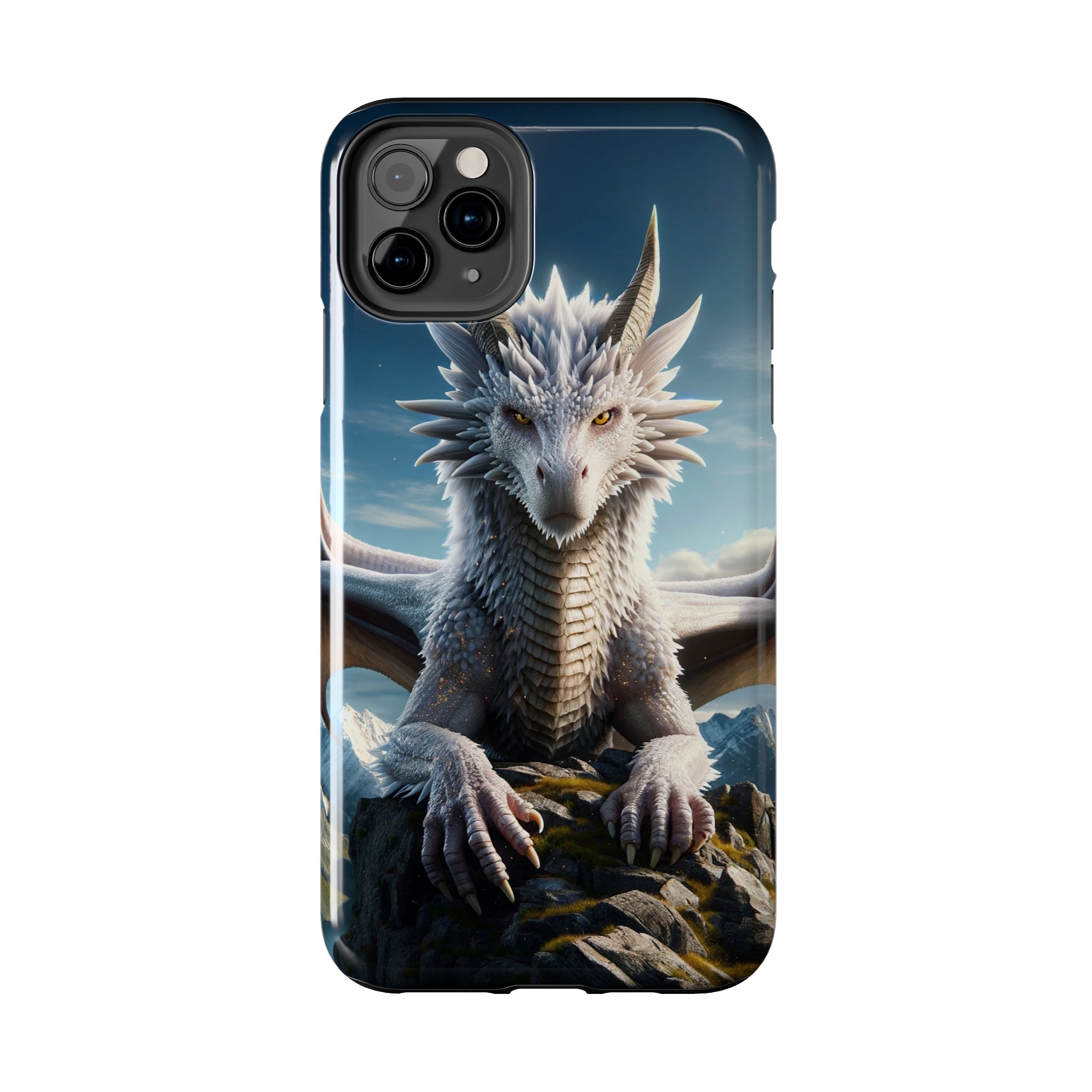 White dragon on a rock - Tough Phone Case