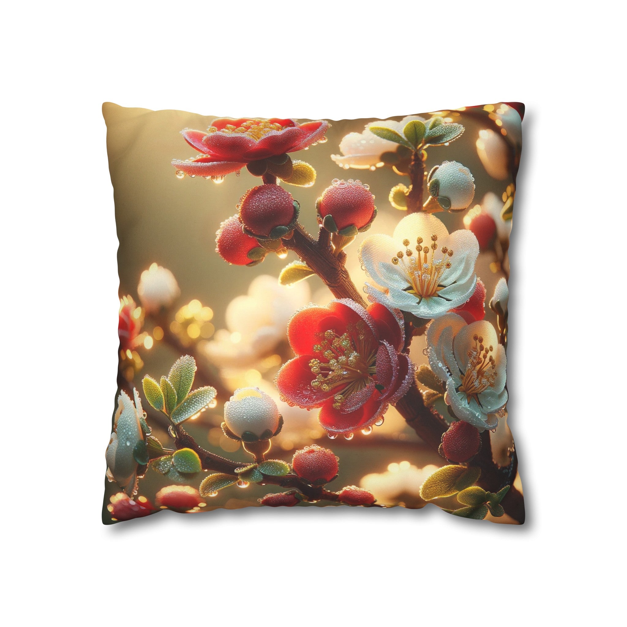 Red diamond flowers (6) - Suede Square Pillowcase