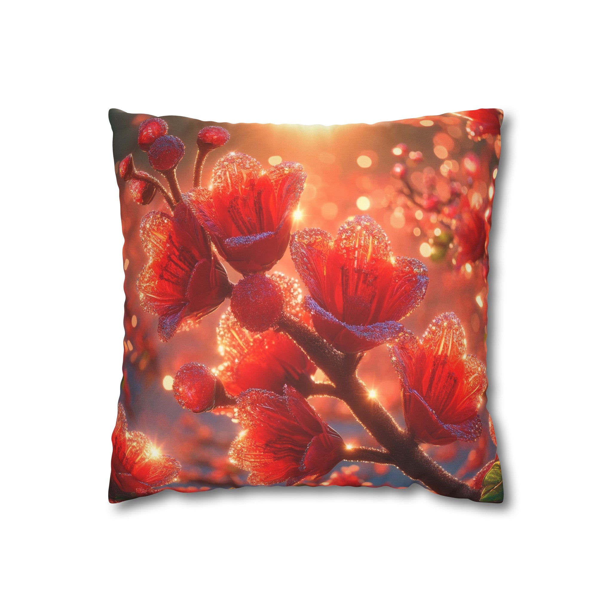 Red diamond flowers (2) - Suede Square Pillowcase