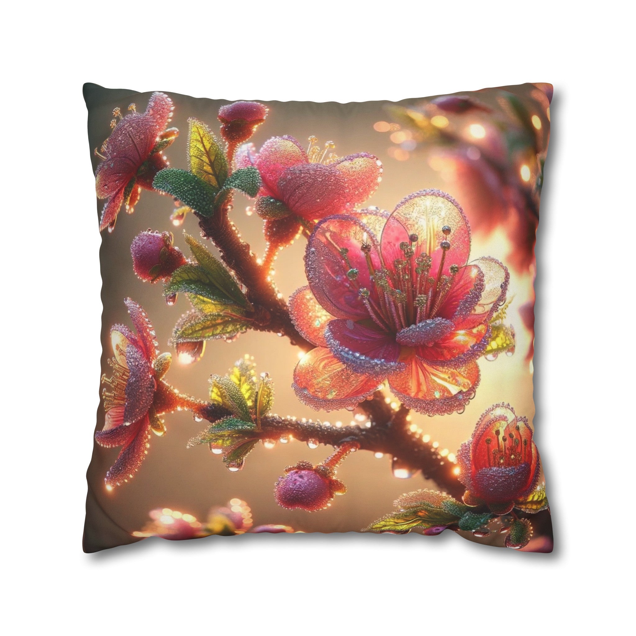 Pink diamond flowers (1) - Suede Square Pillowcase