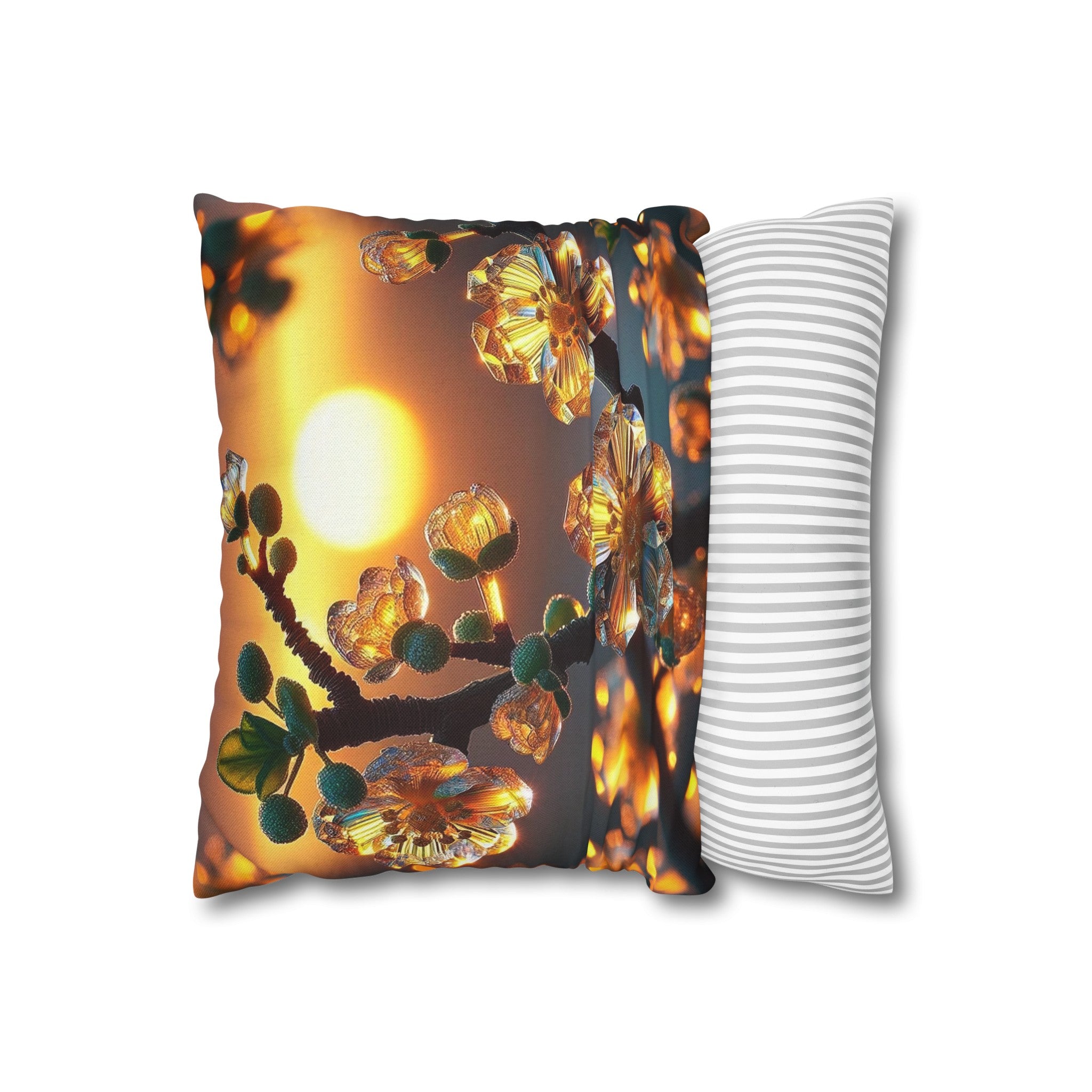 Yellow diamond flowers (4) - Polyester Square Pillowcase