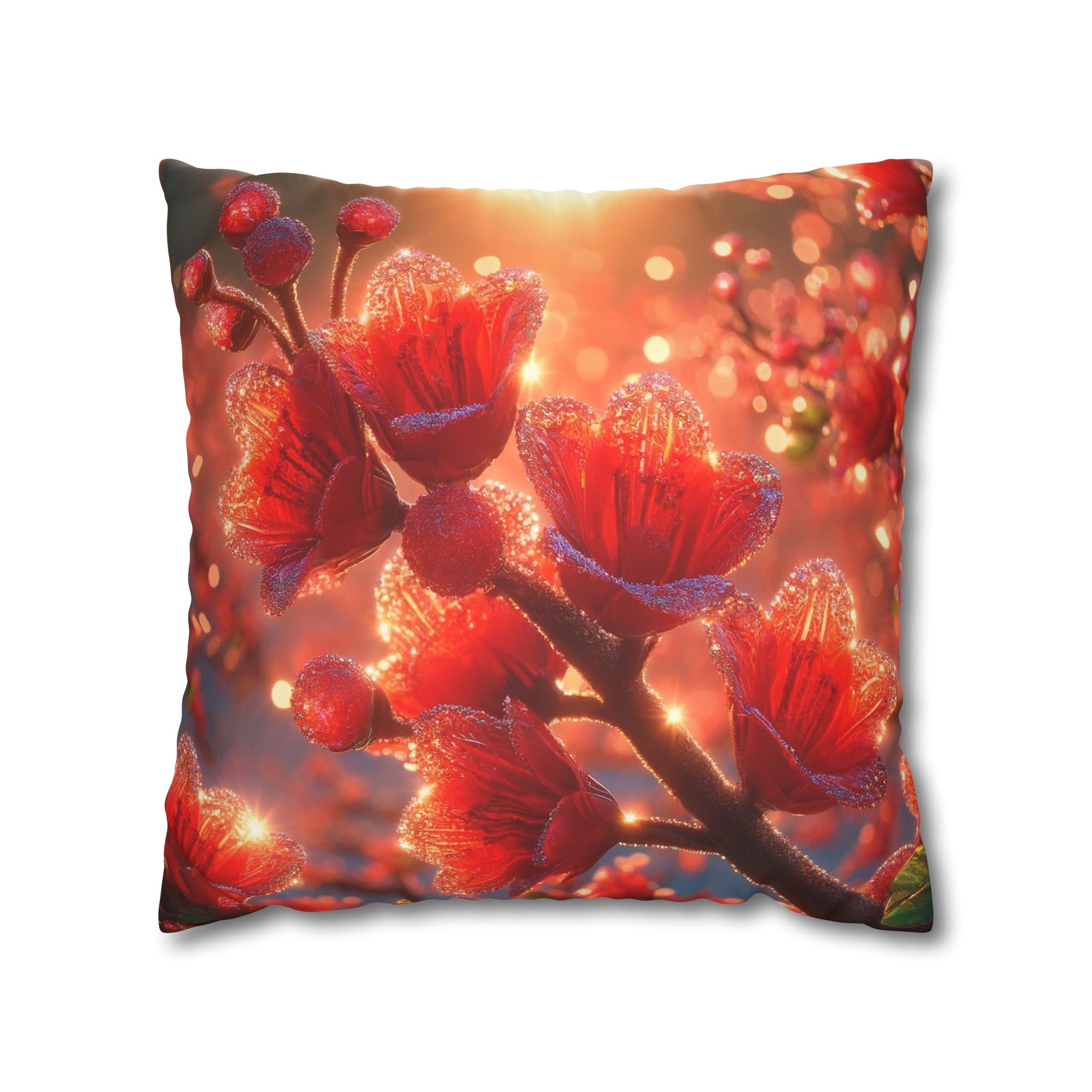 Red diamond flowers (2) - Suede Square Pillowcase