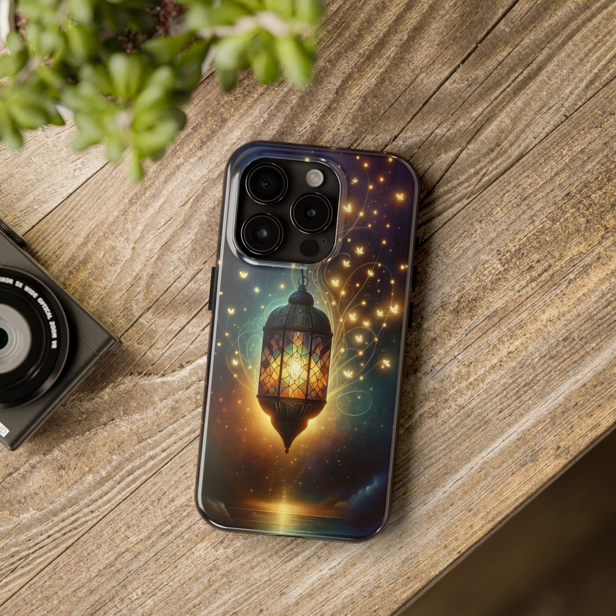 Fireflies around lamp - Tough Phone Case