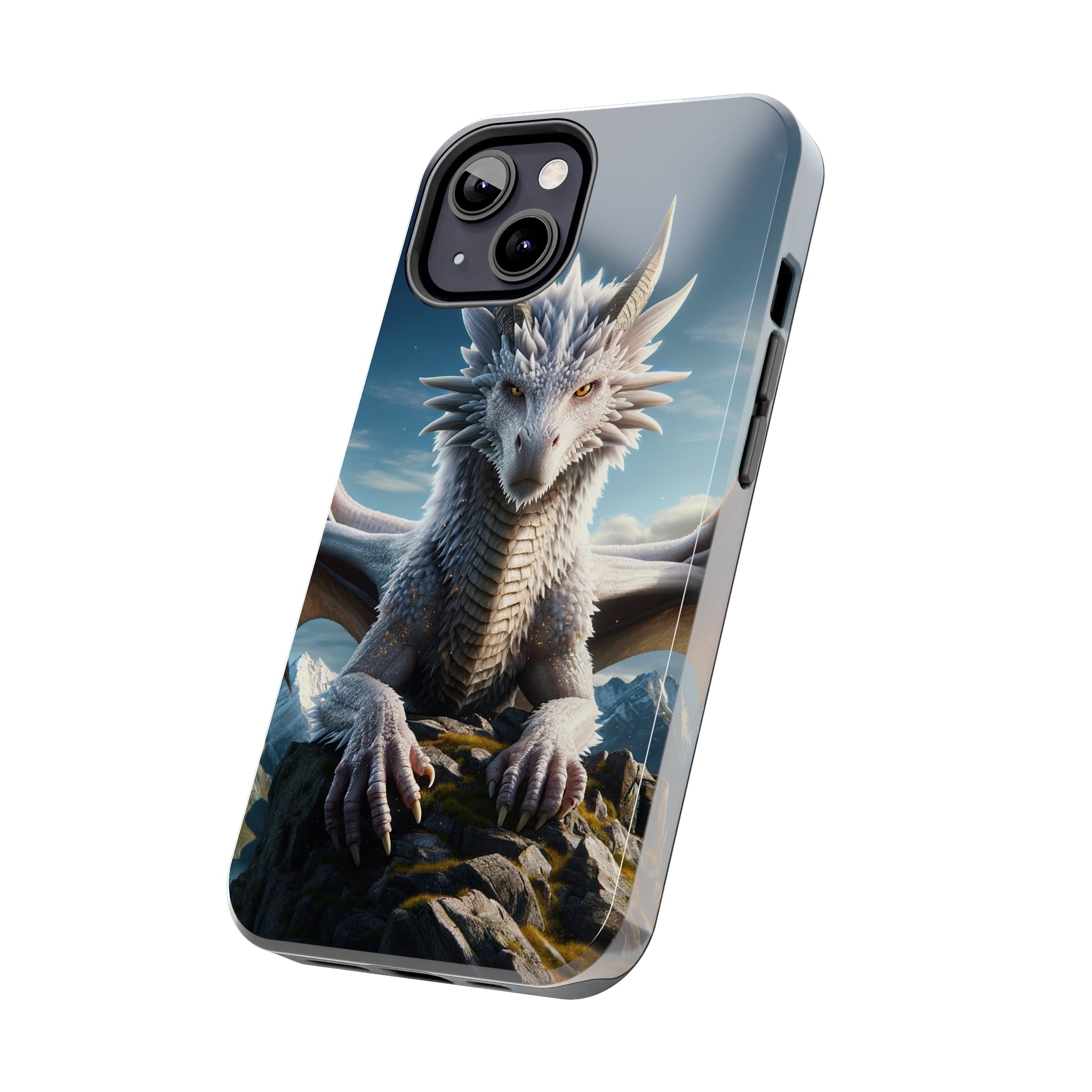 White dragon on a rock - Tough Phone Case