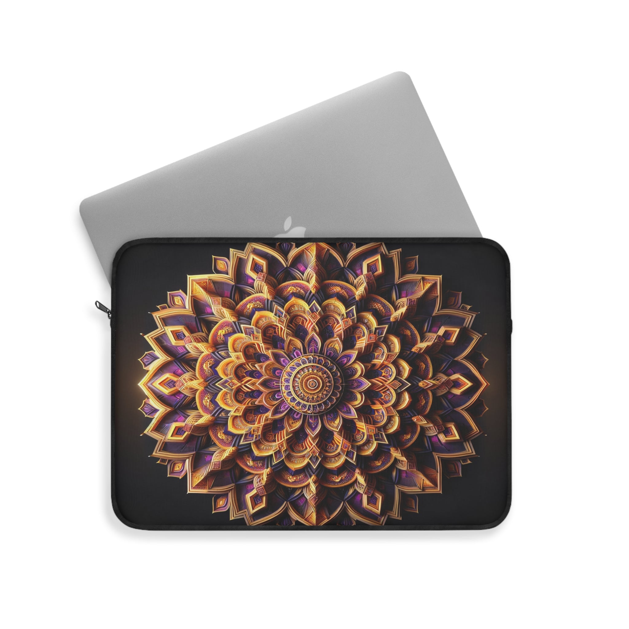 Golden colour 3D Mandala - Laptop Sleeve