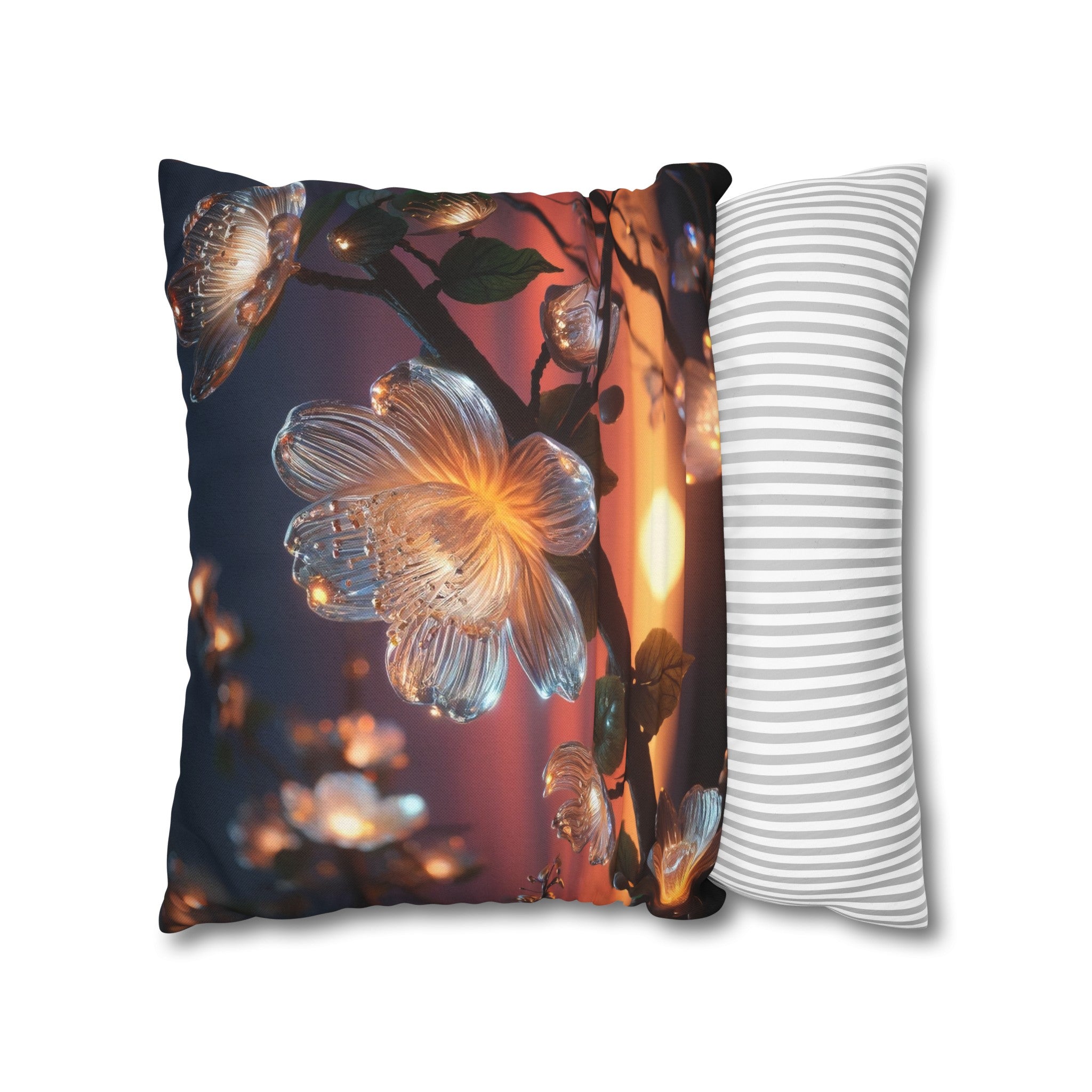 White diamond flowers (4) - Polyester Square Pillowcase