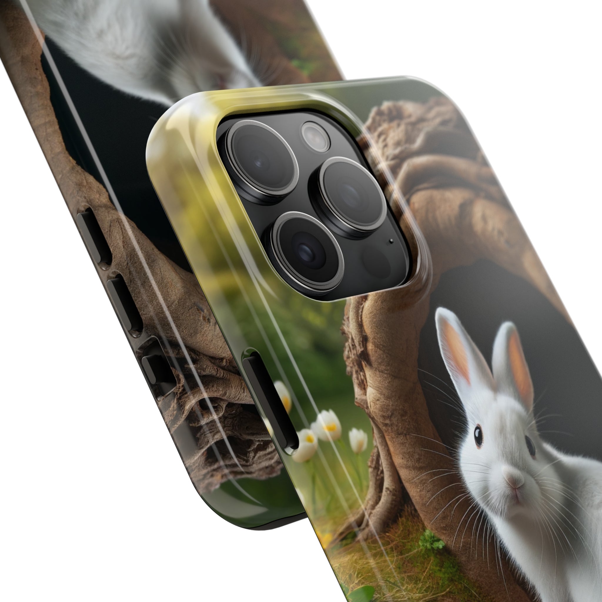 White curious rabbit - Tough Phone Case