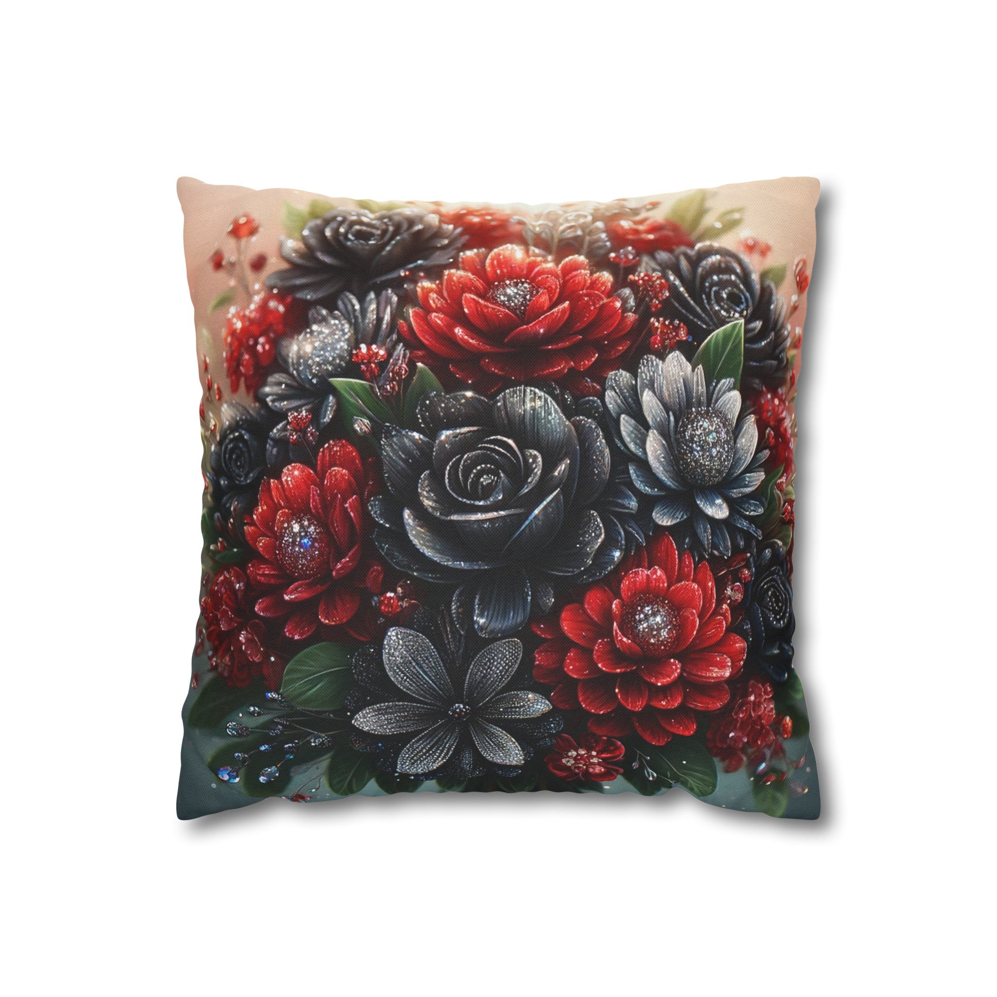 Black-Red Bouquet (1) - Polyester Square Pillowcase