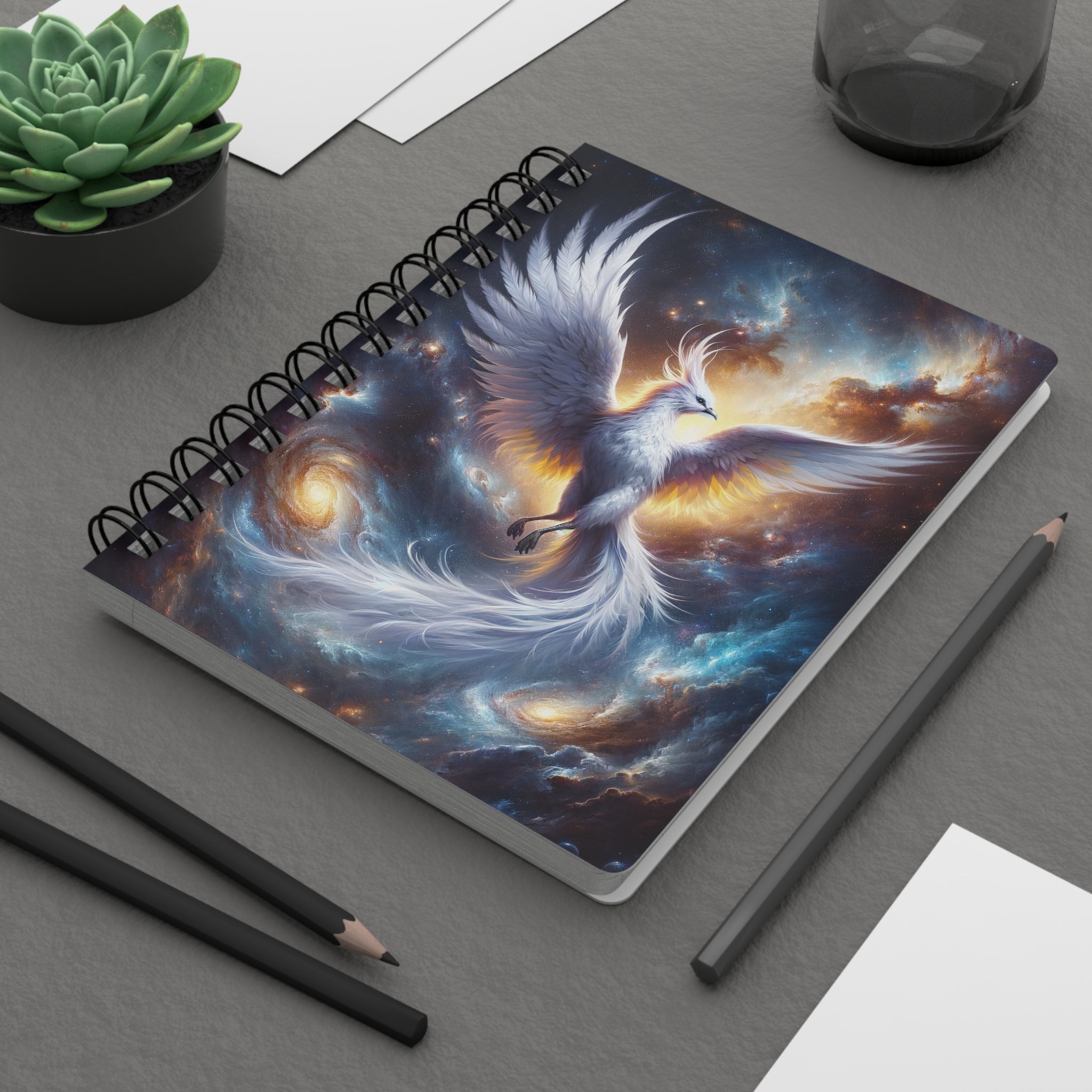 White Phoenix in the galaxy - Spiral Notebook