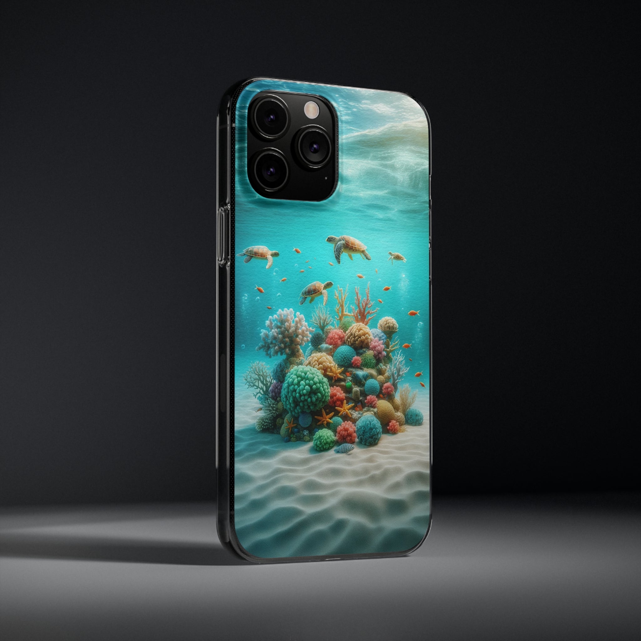 Turtles on coral reef - Soft Phone Case