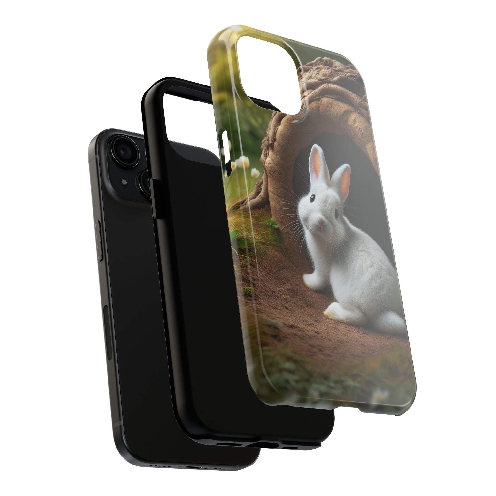 White curious rabbit - Tough Phone Case