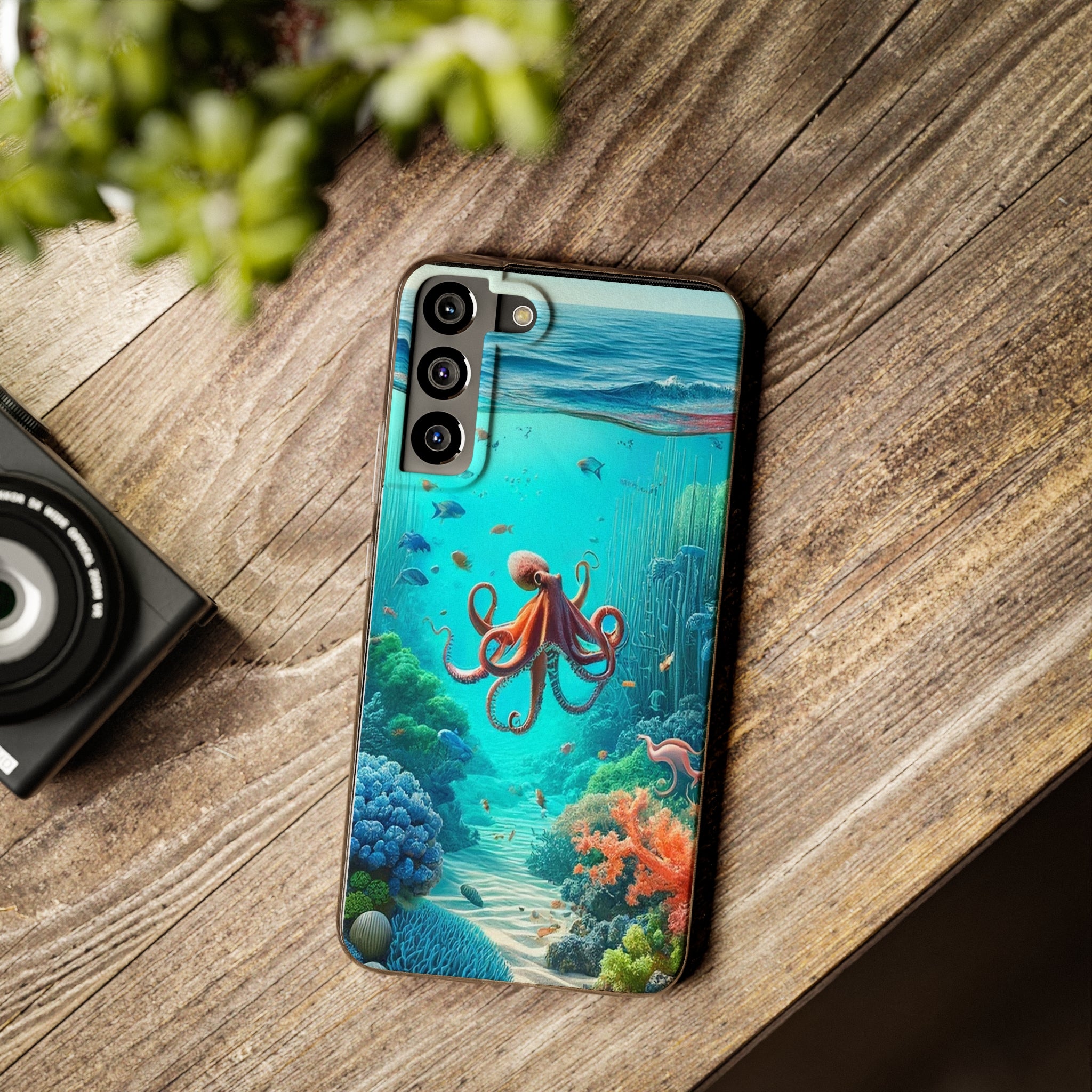 Octopus in turquoise water - Soft Phone Case