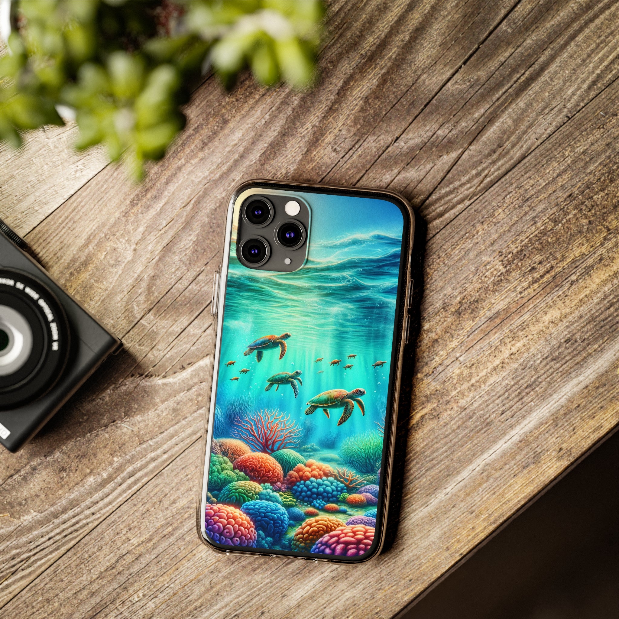 Turtles and coral reef - Soft Phone Case