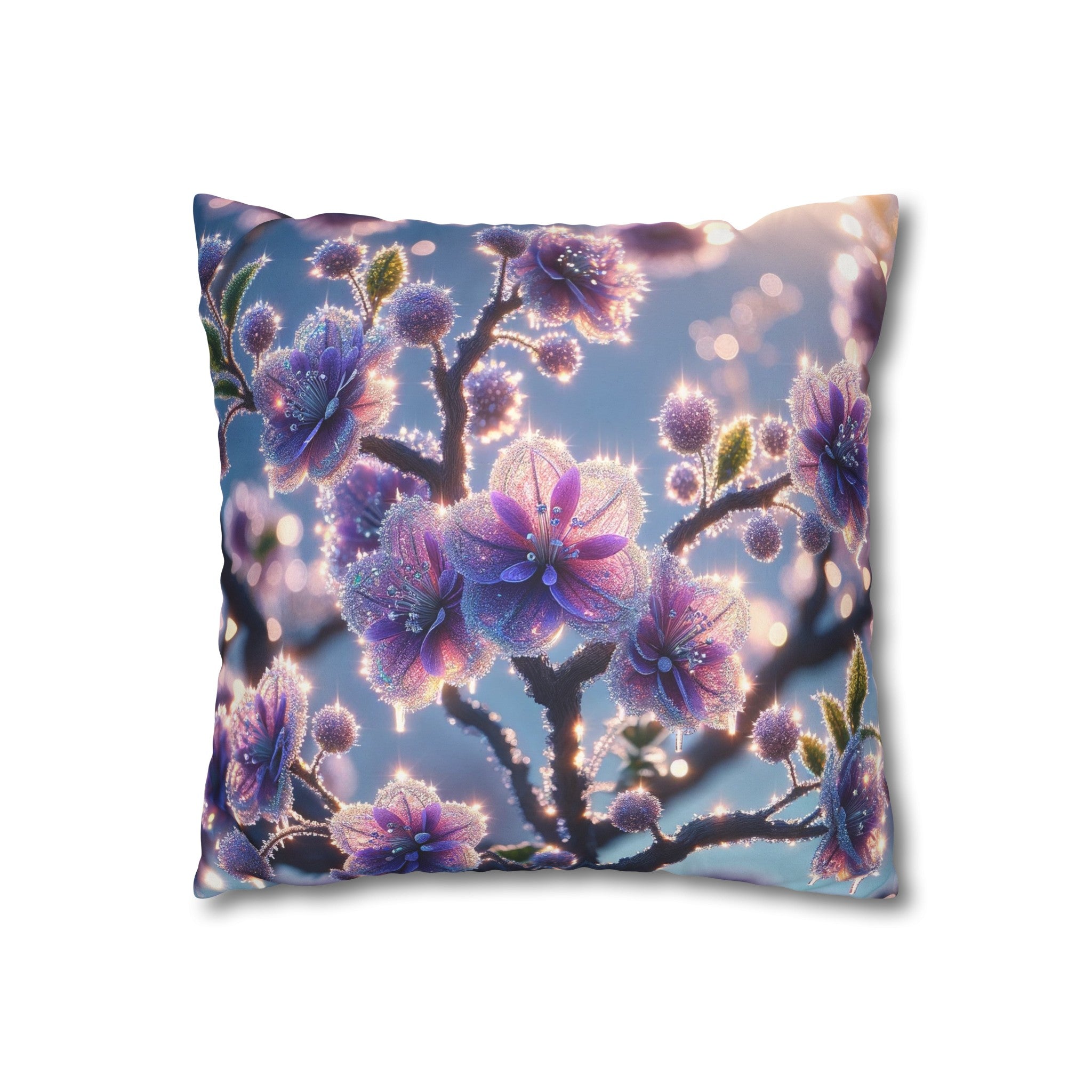 Purple diamond flowers (1) - Suede Square Pillowcase