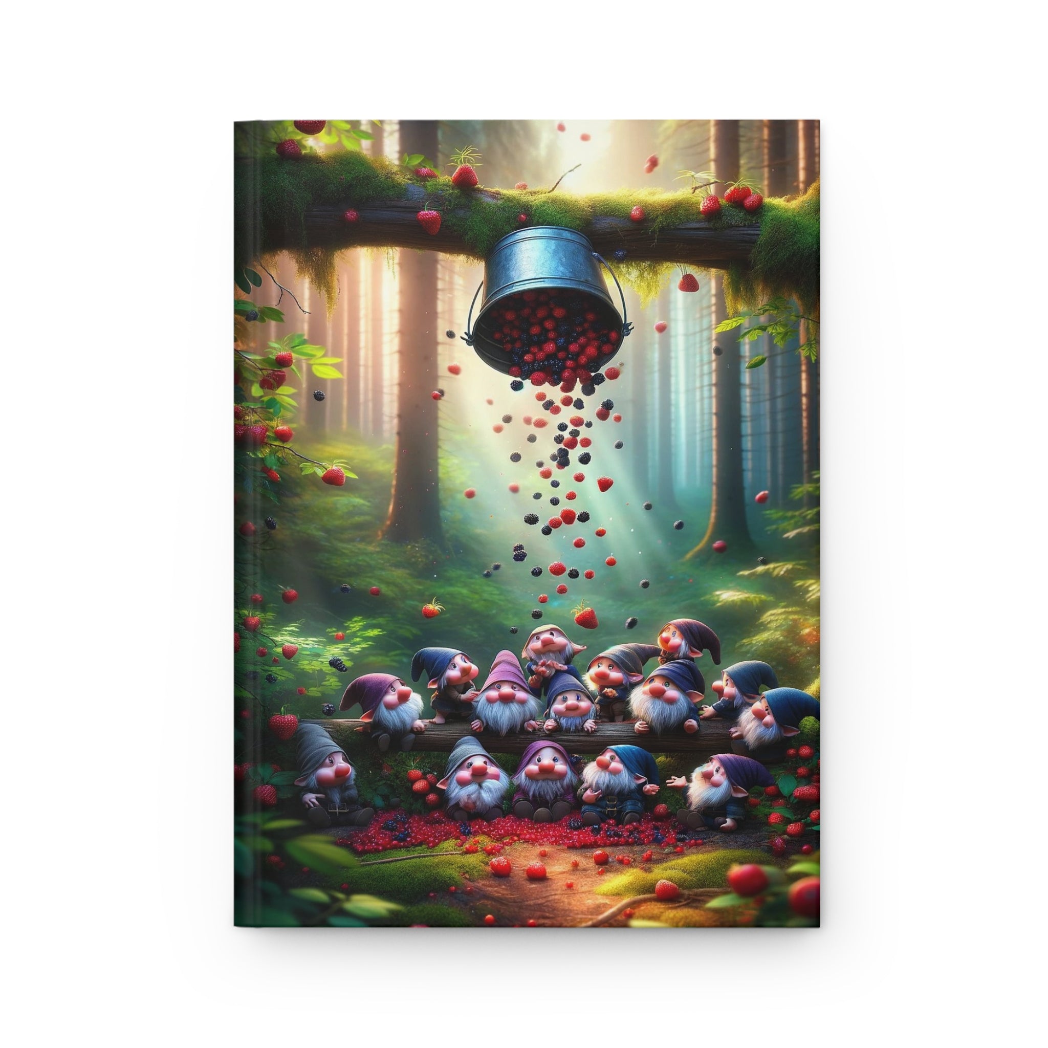 A fruit basket falling down on gnomes - Hardcover Notebook