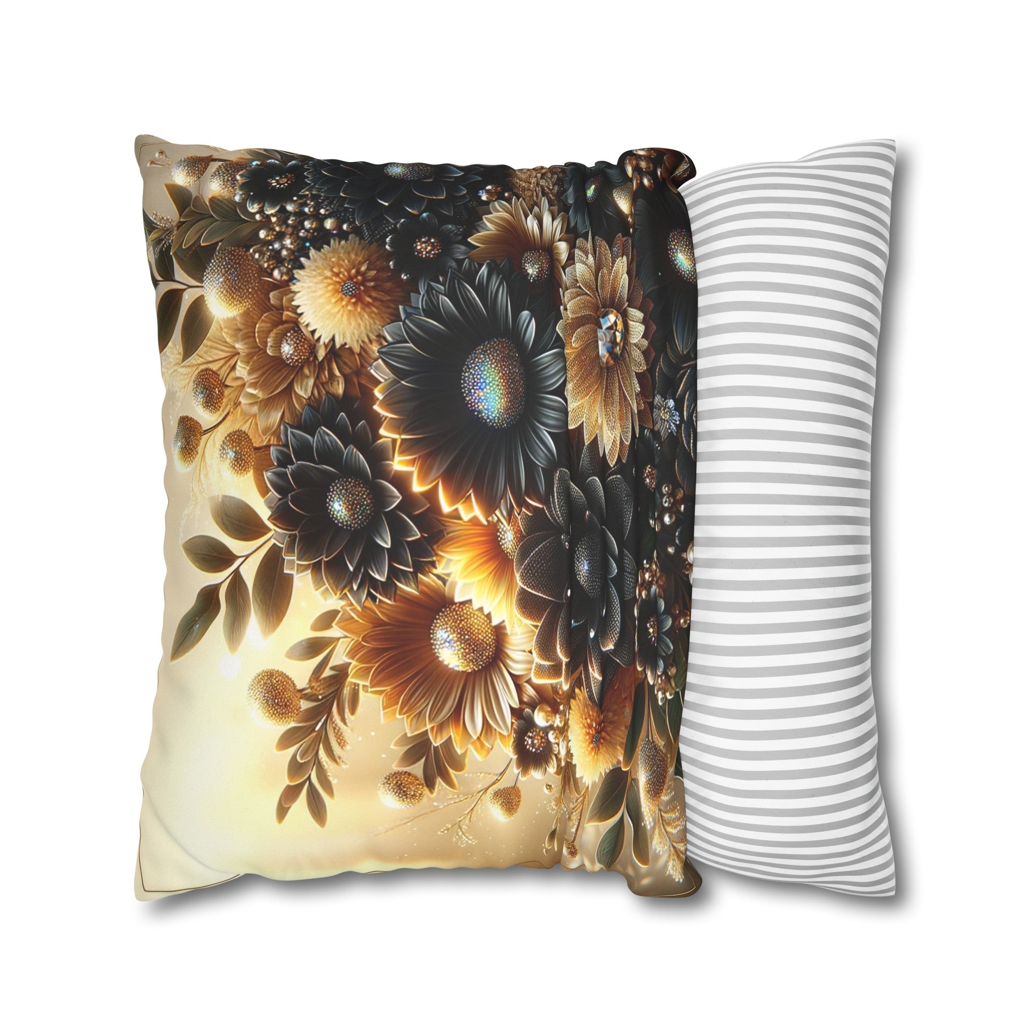 Black and golden Bouquet (2) - Suede Square Pillowcase