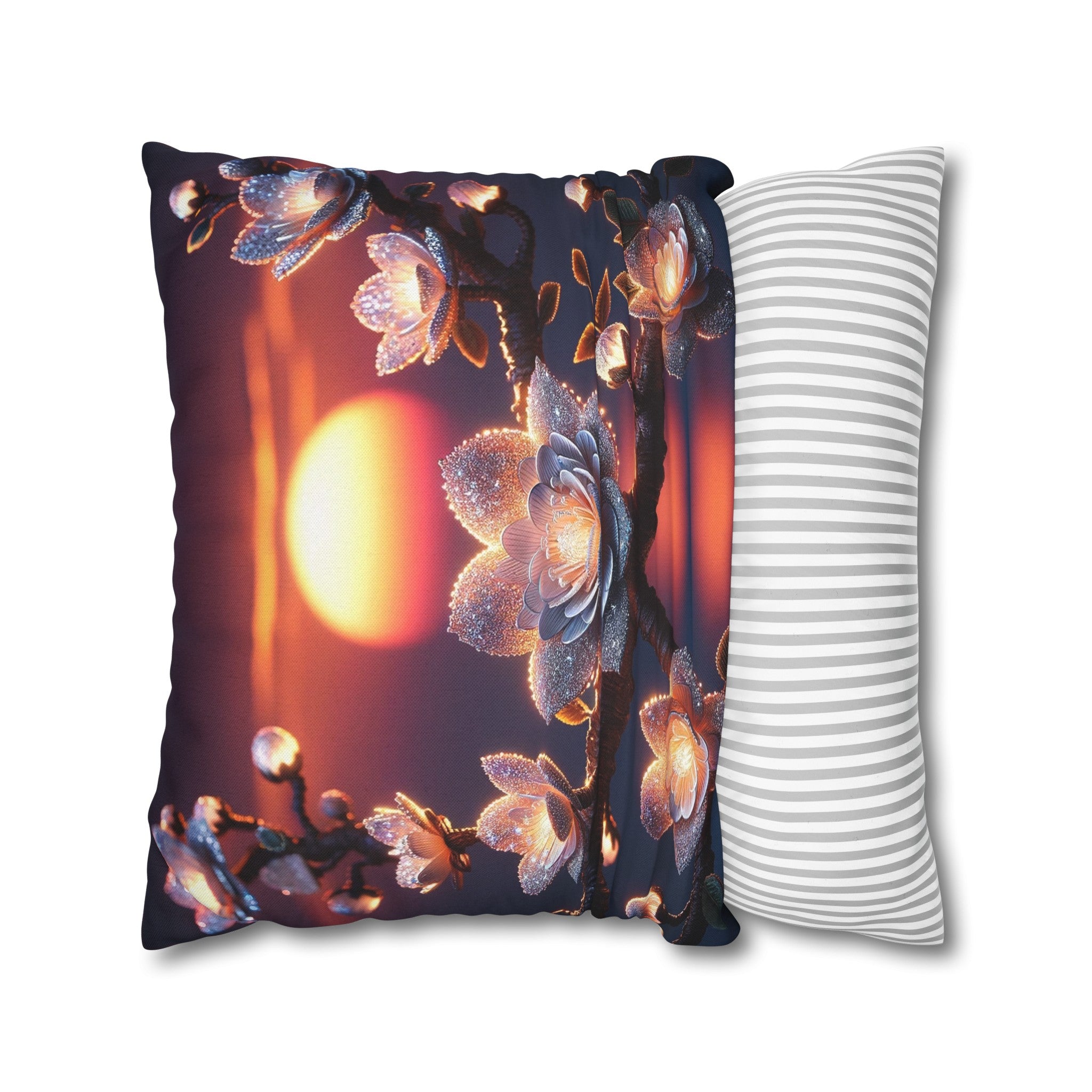 White diamond flowers (6) - Polyester Square Pillowcase