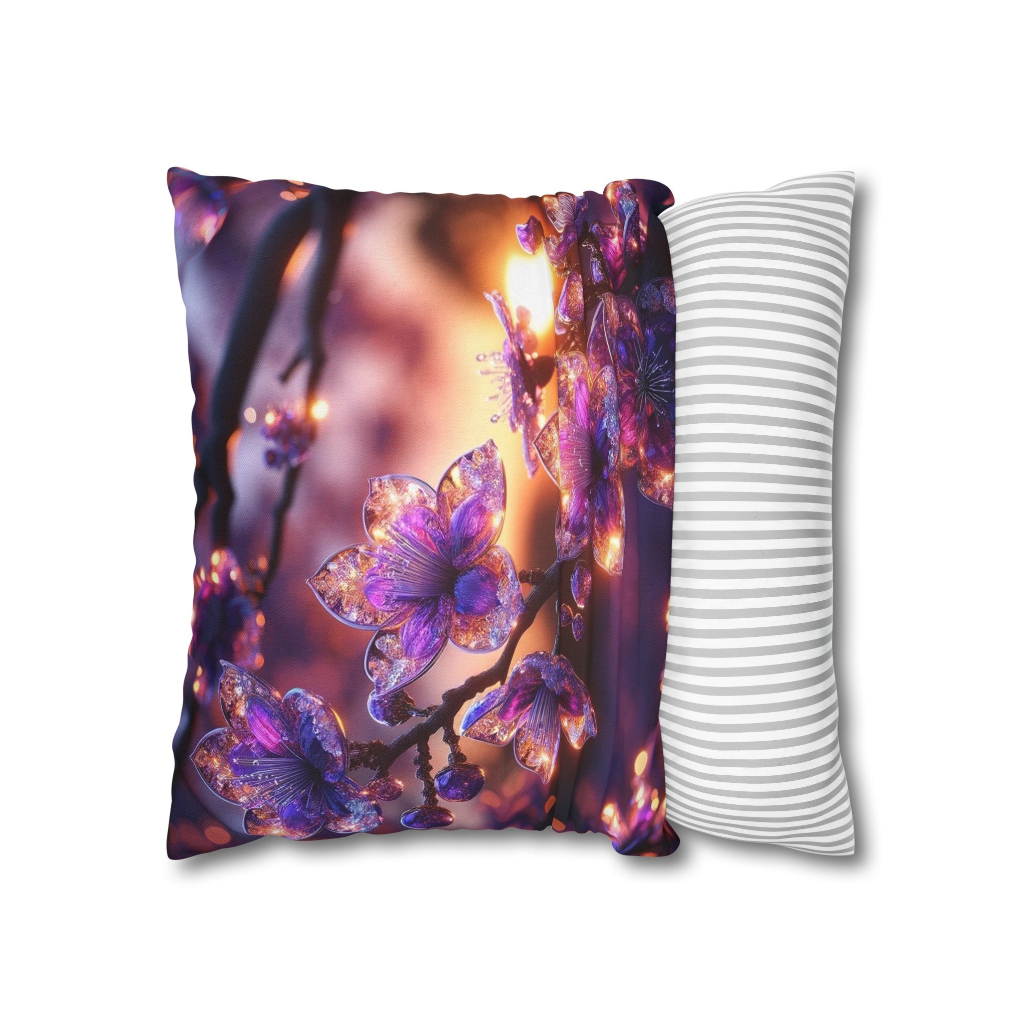 Purple diamond flowers (4) - Polyester Square Pillowcase