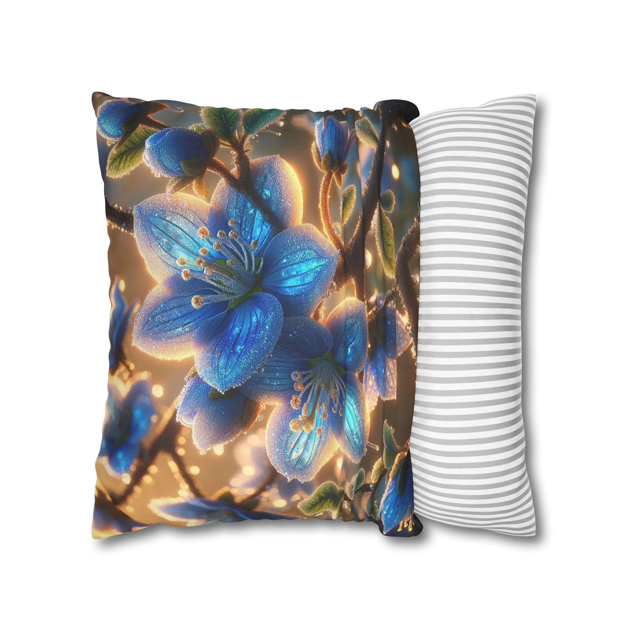 Blue, diamond flowers (3) - Suede Square Pillowcase