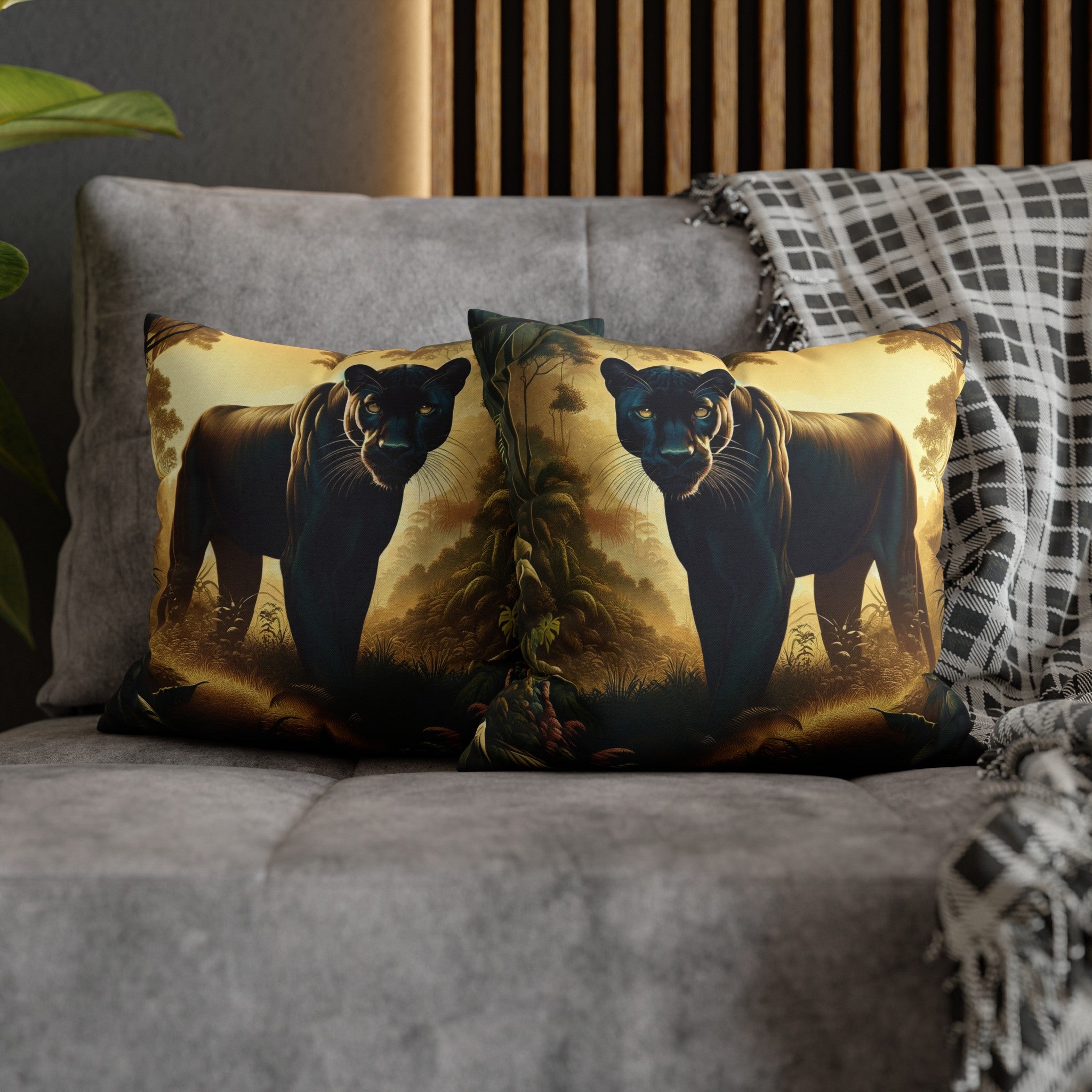 A Tiger walking in the jungle - Spun Polyester Square Pillowcase