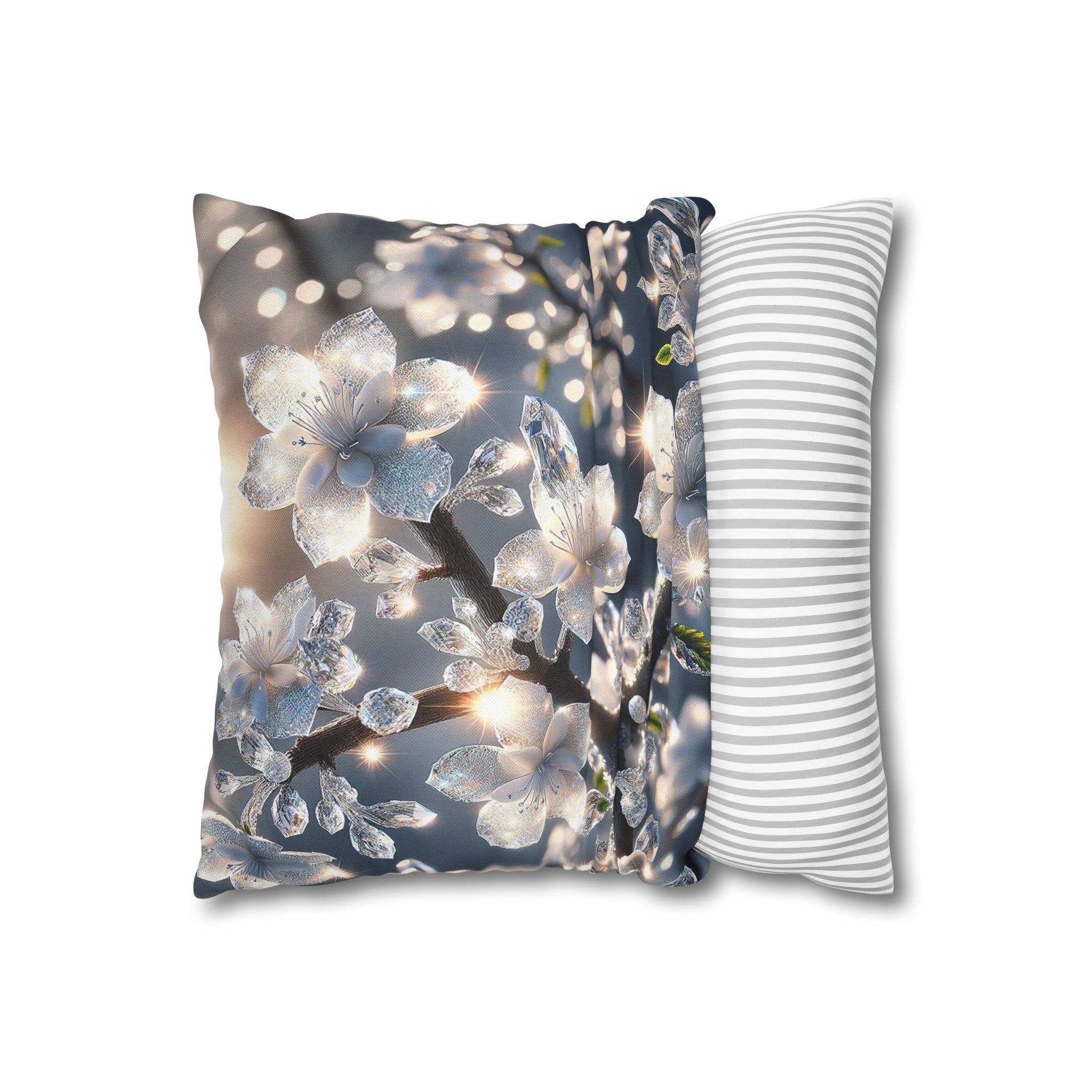 White diamond flowers (5) - Polyester Square Pillowcase