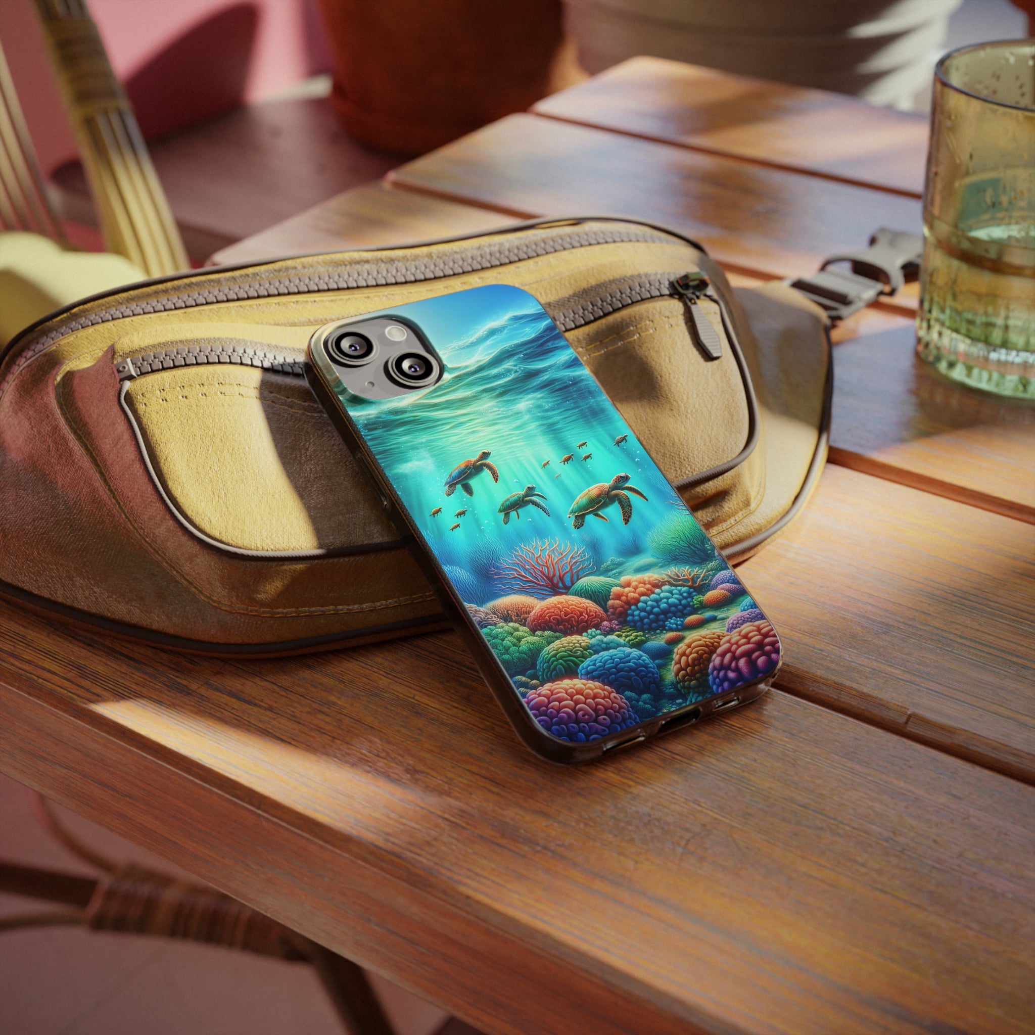 Turtles and coral reef - Soft Phone Case