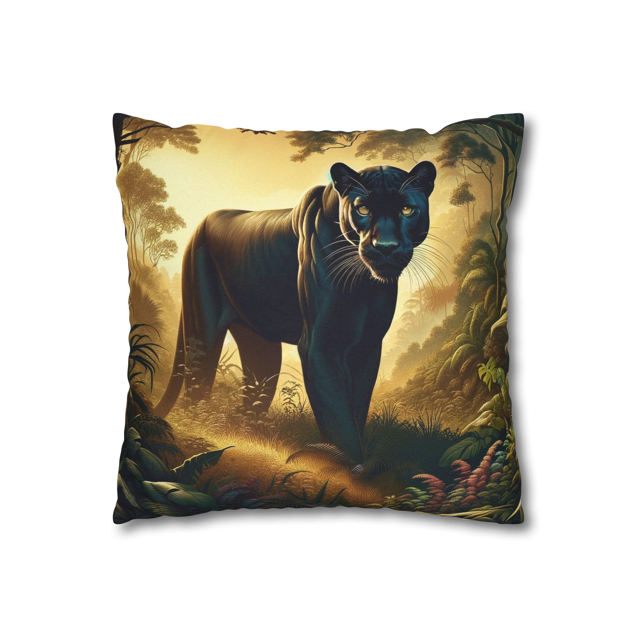 A Tiger walking in the jungle - Spun Polyester Square Pillowcase