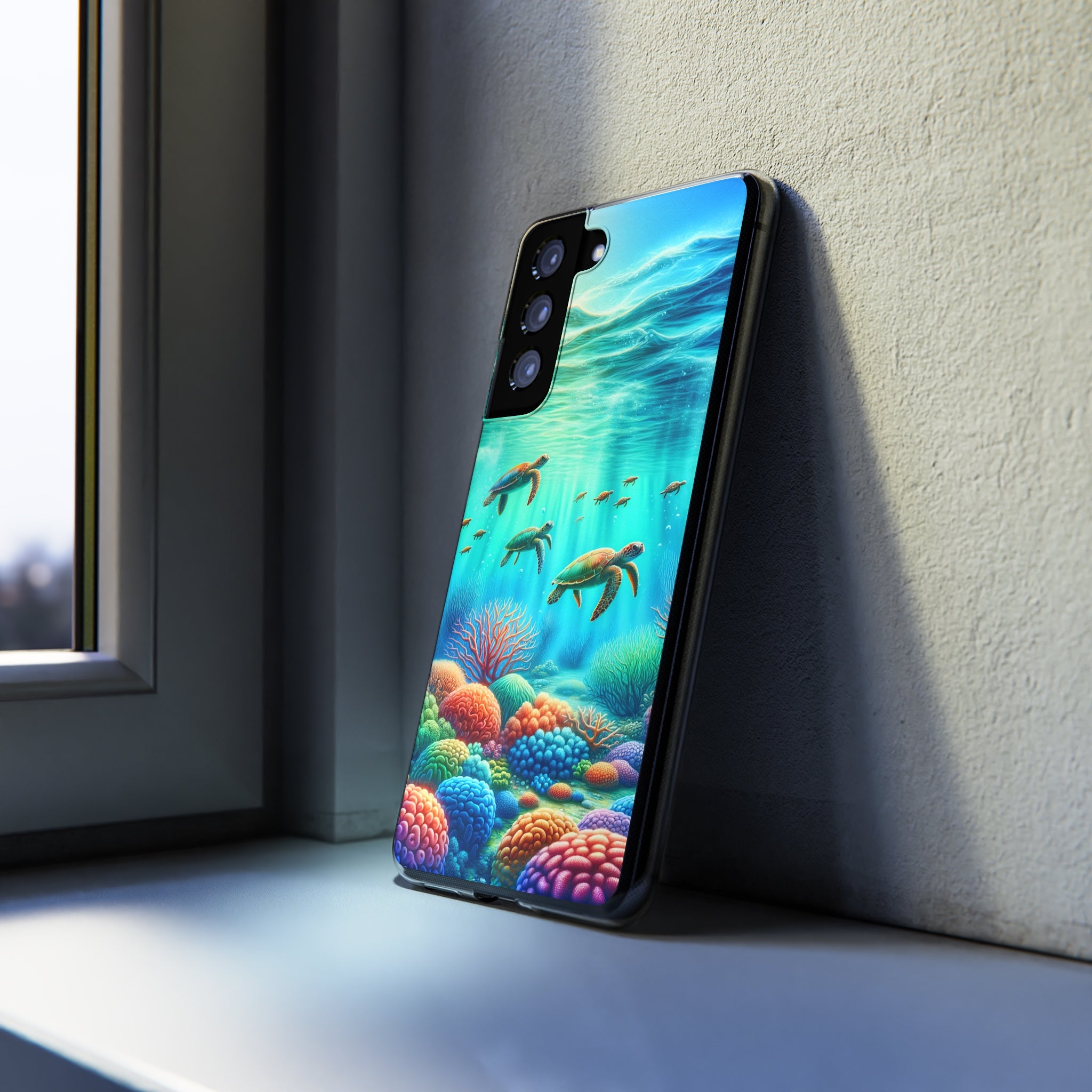 Turtles and coral reef - Soft Phone Case