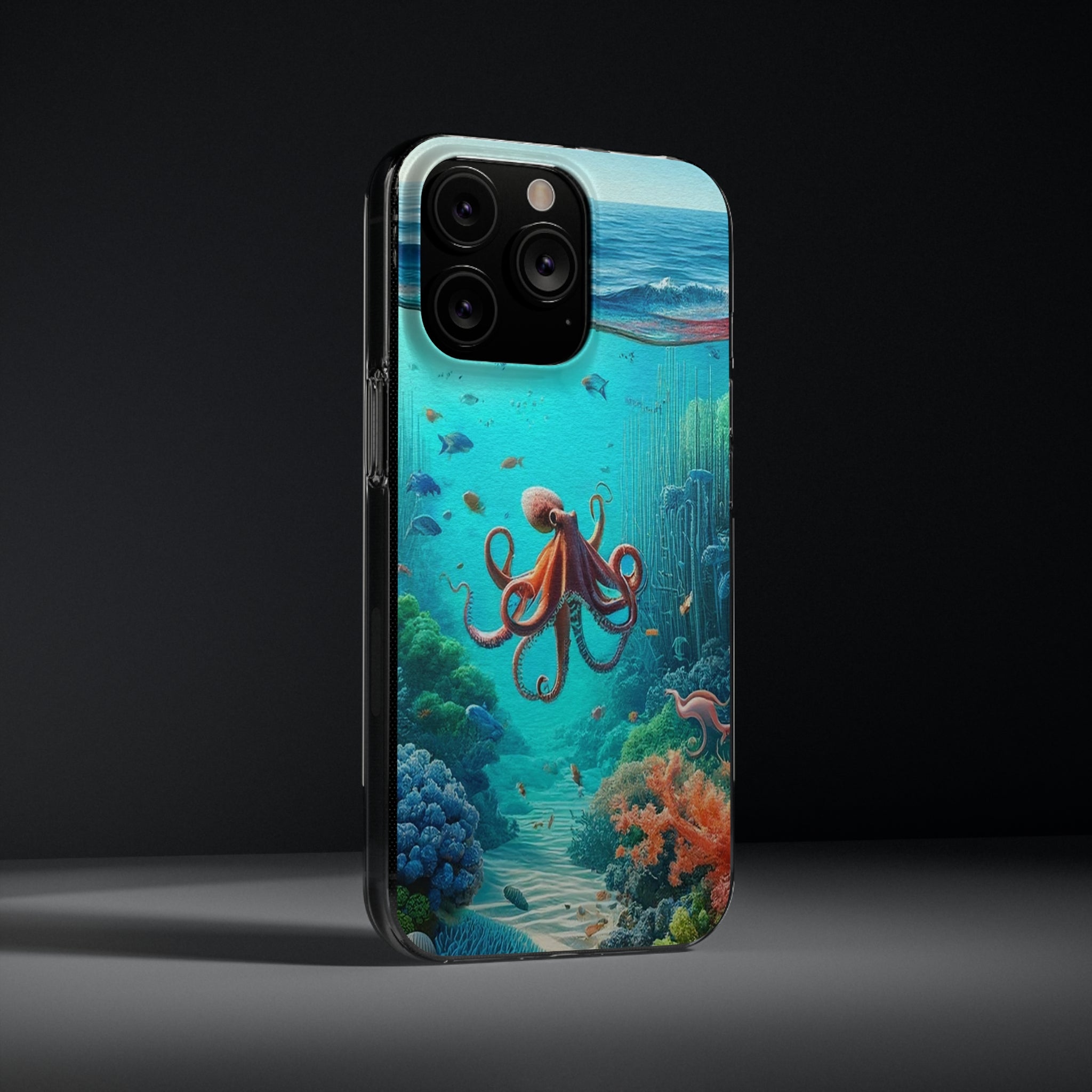 Octopus in turquoise water - Soft Phone Case