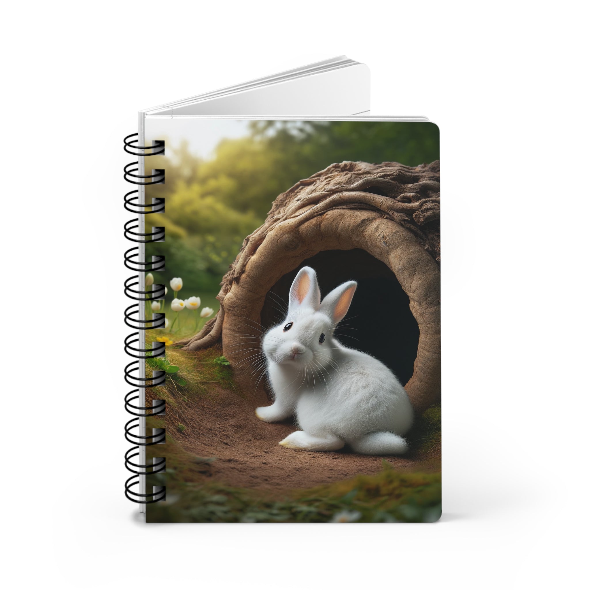 A curious, white rabbit - Spiral Notebook