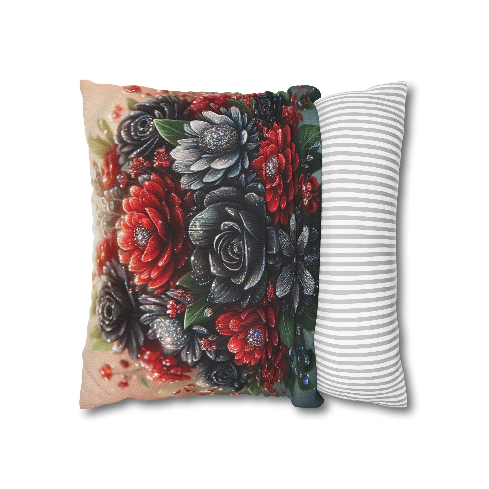 Black-Red Bouquet (1) - Polyester Square Pillowcase