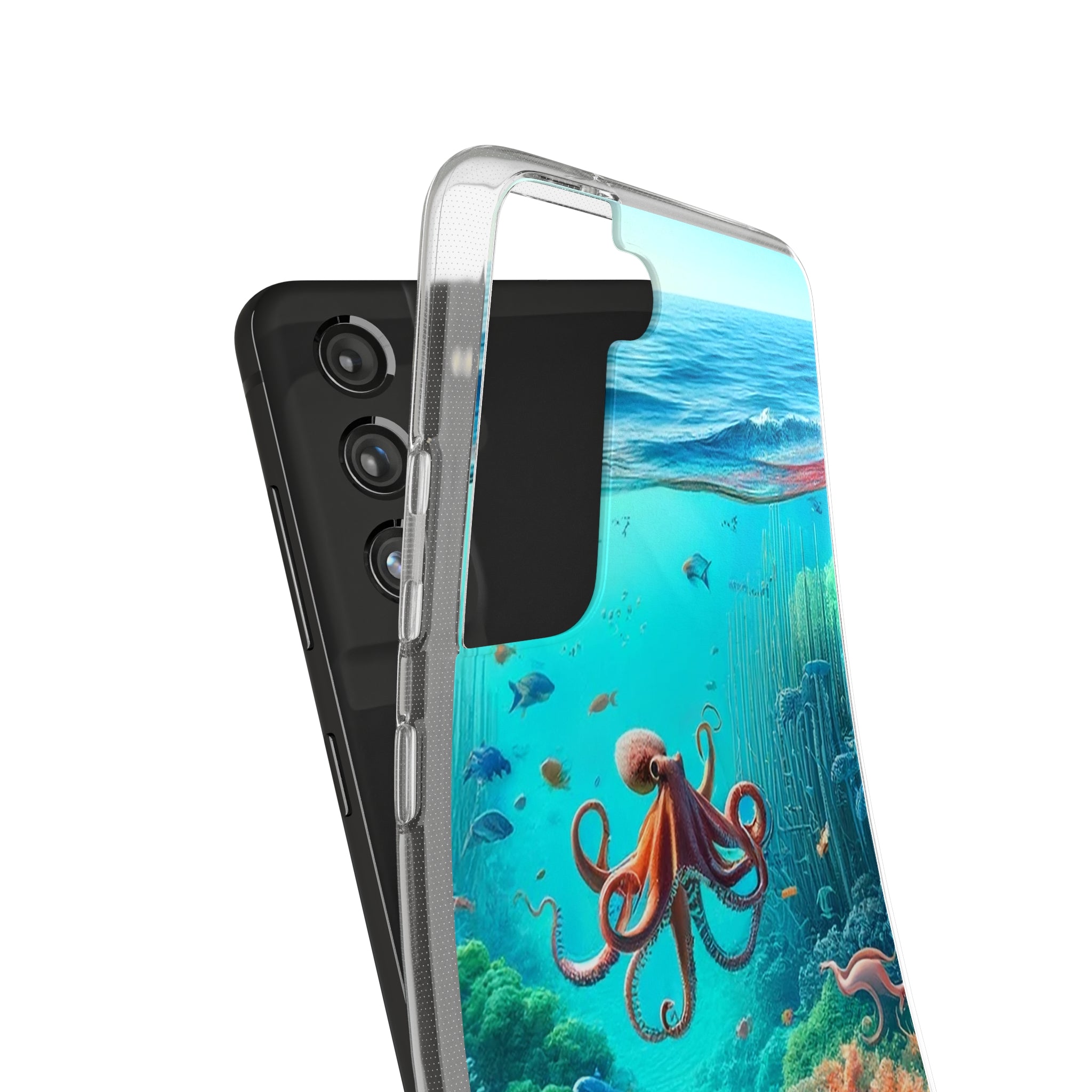 Octopus in turquoise water - Soft Phone Case