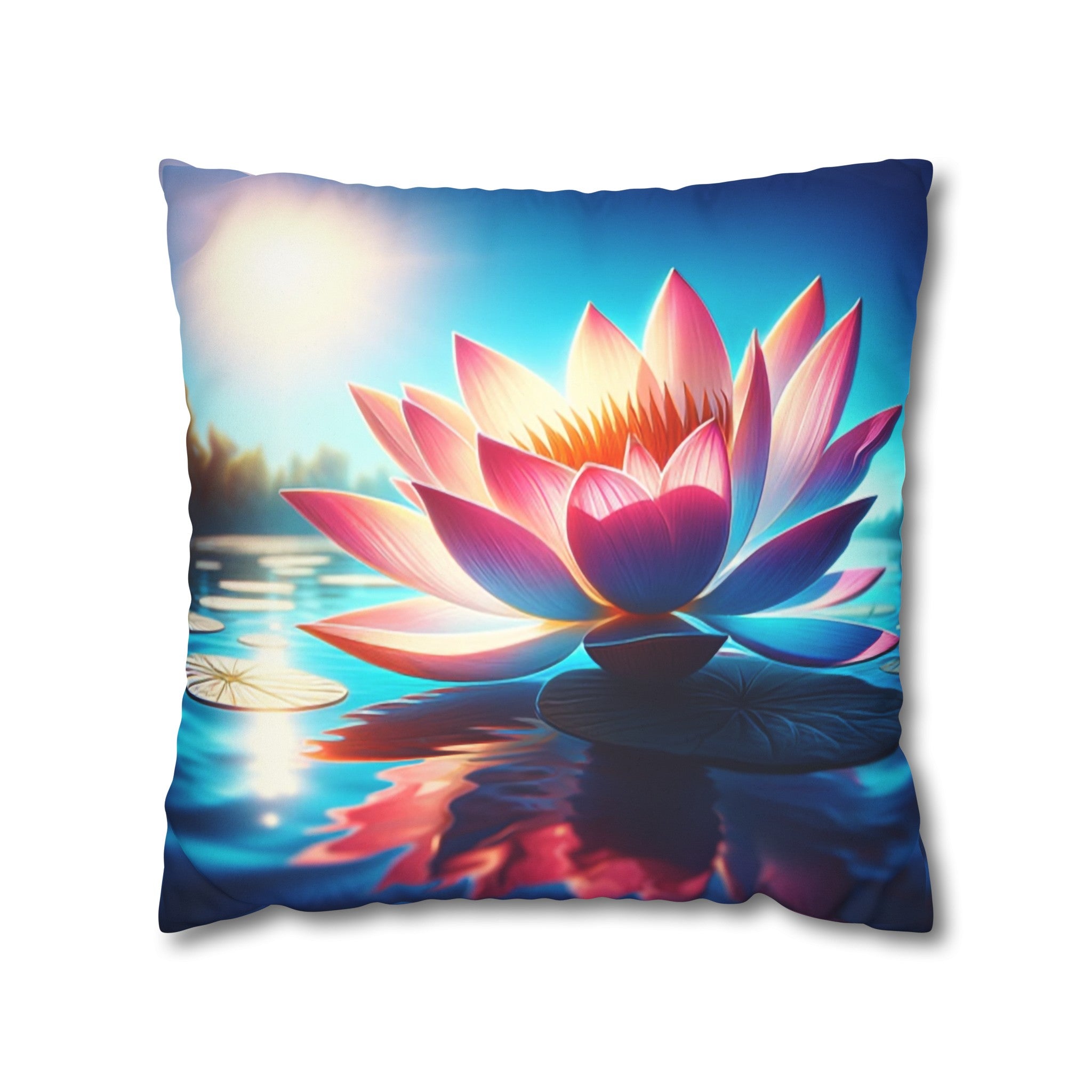 Lotus Flower (2) - Suede Square Pillowcase