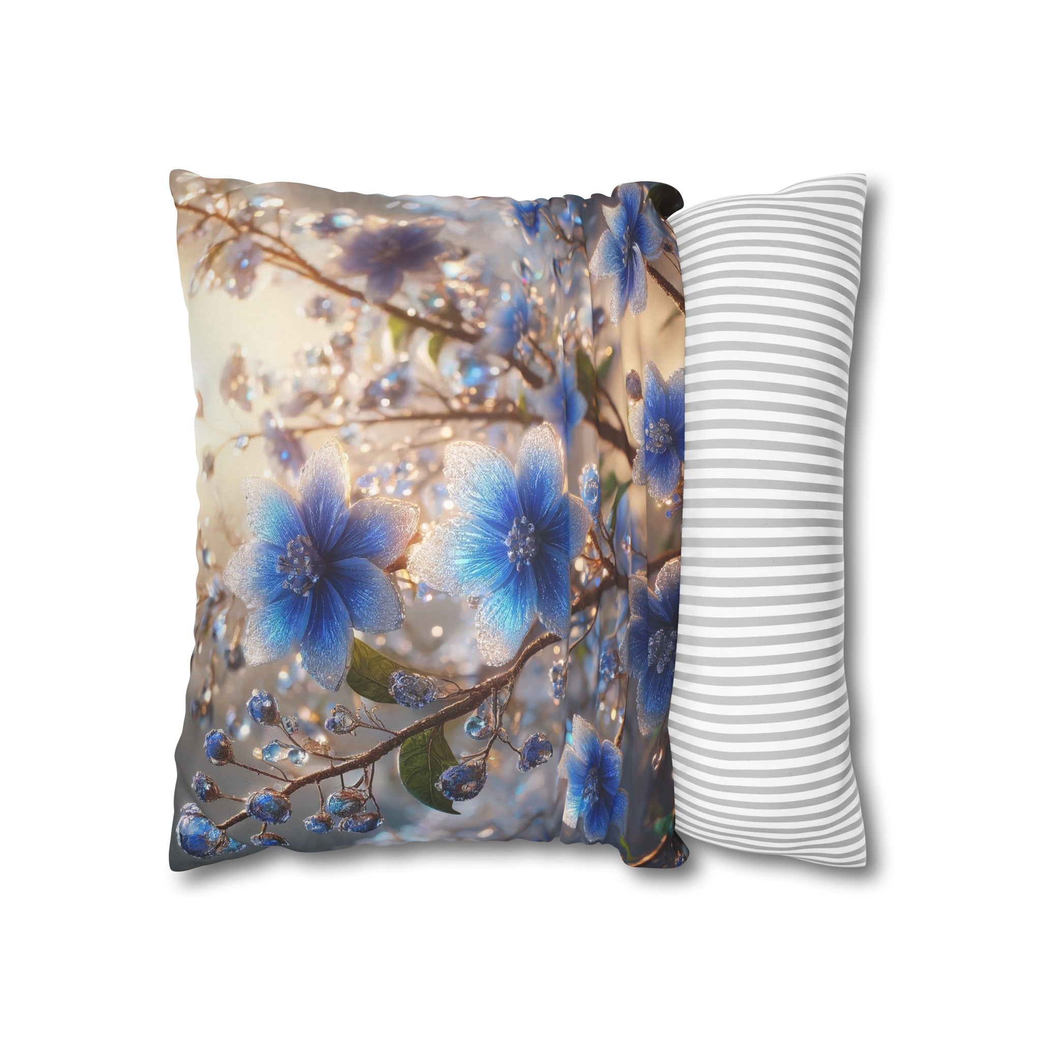 Blue, diamond flowers (4) - Suede Square Pillowcase