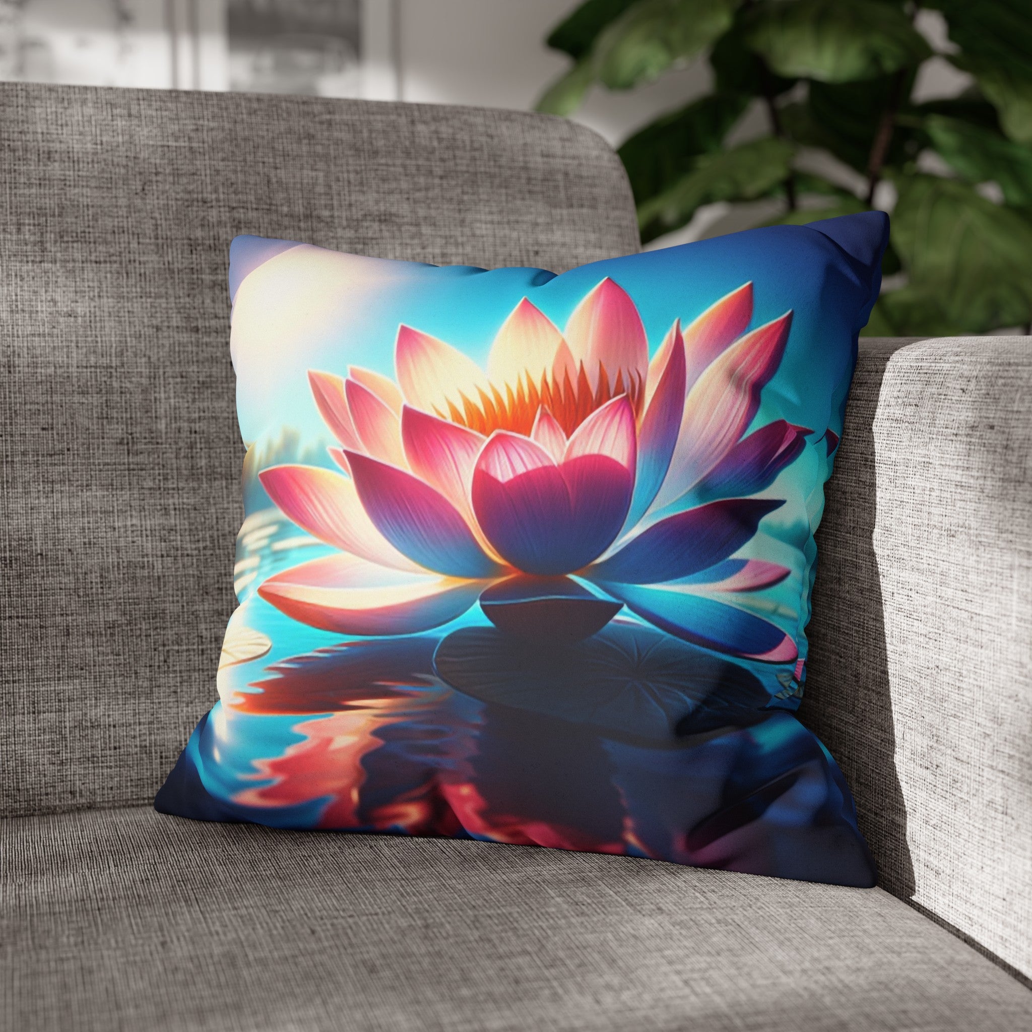 Lotus Flower (2) - Suede Square Pillowcase