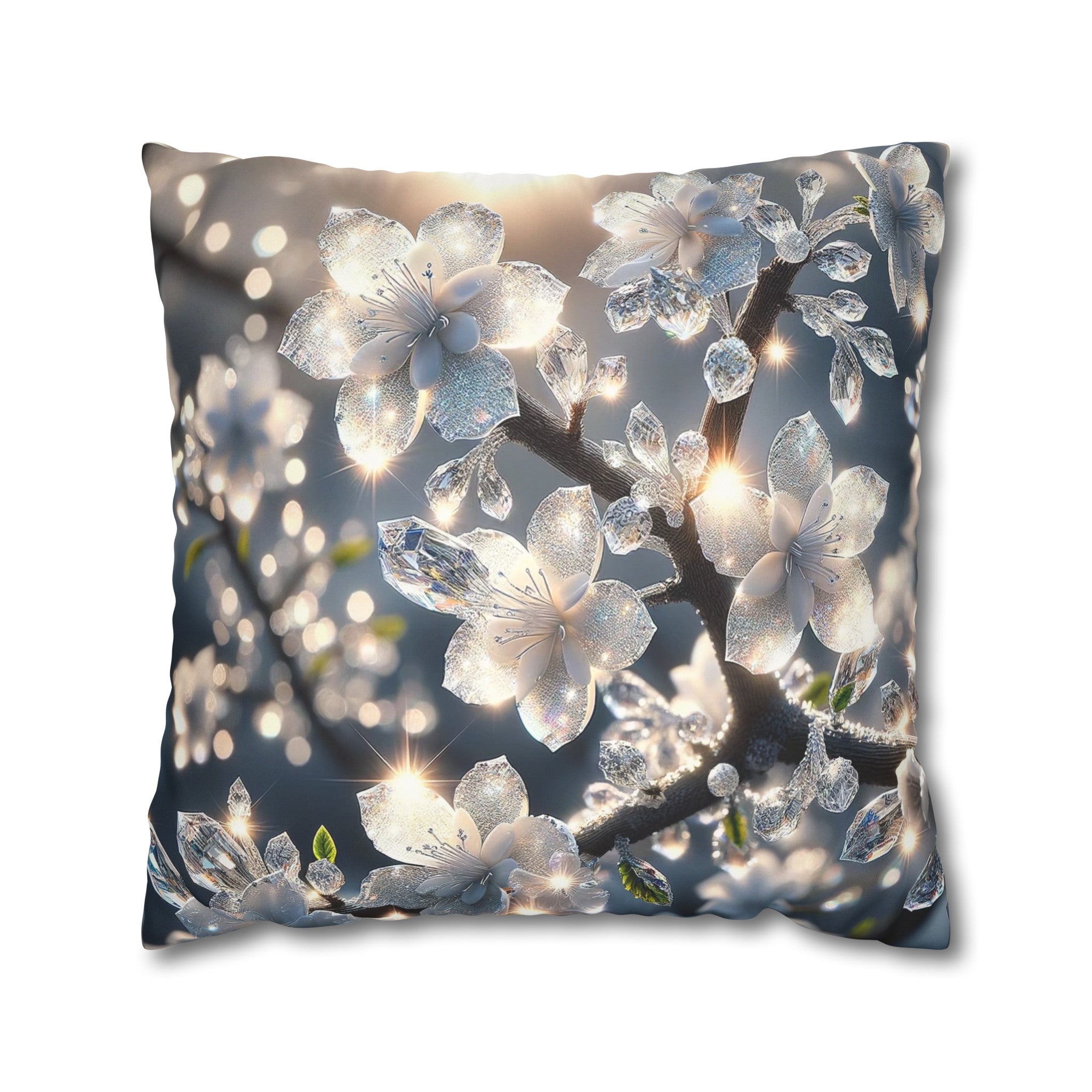 White, diamond flowers (5) - Suede Square Pillowcase