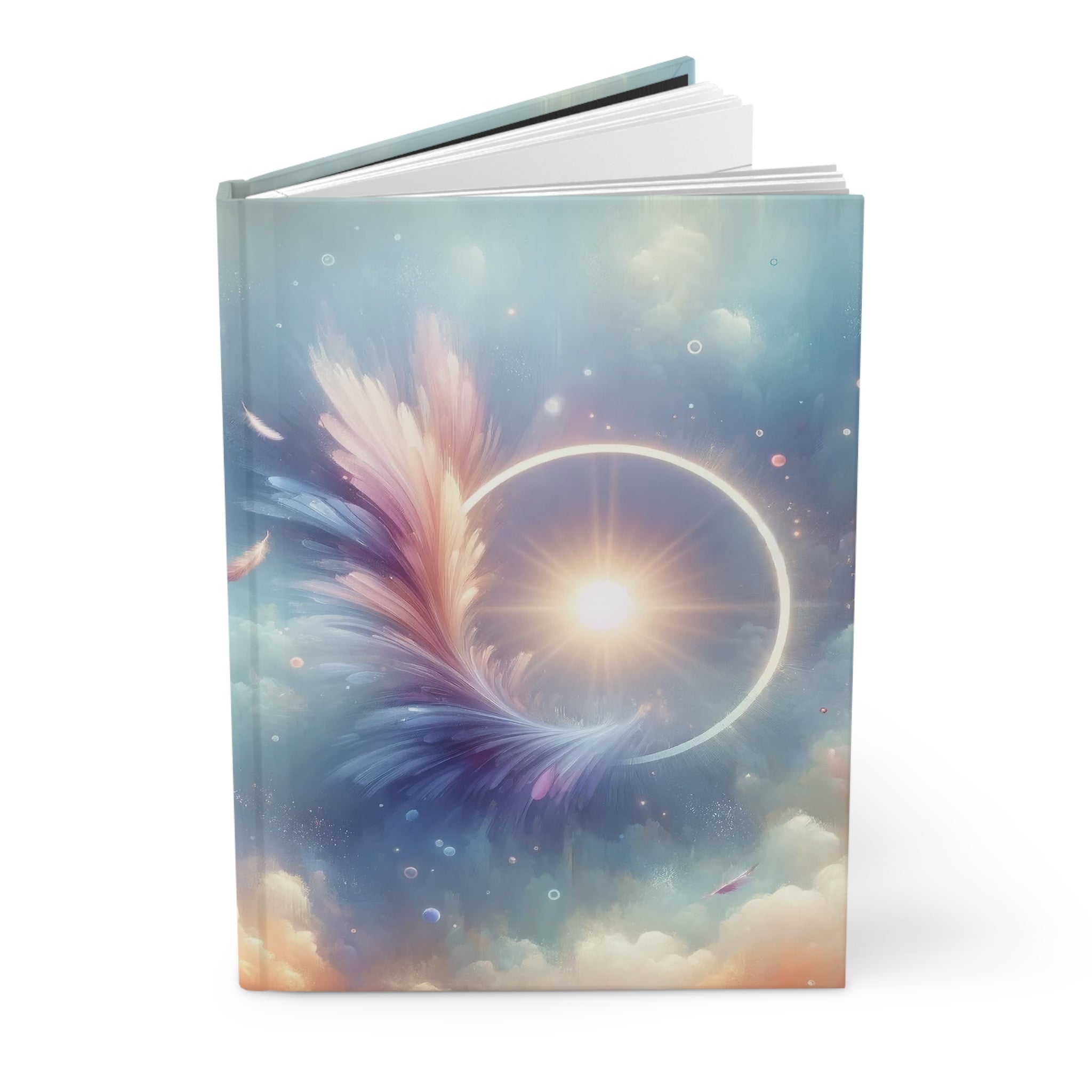 Feather in a circle - Hardcover Notebook