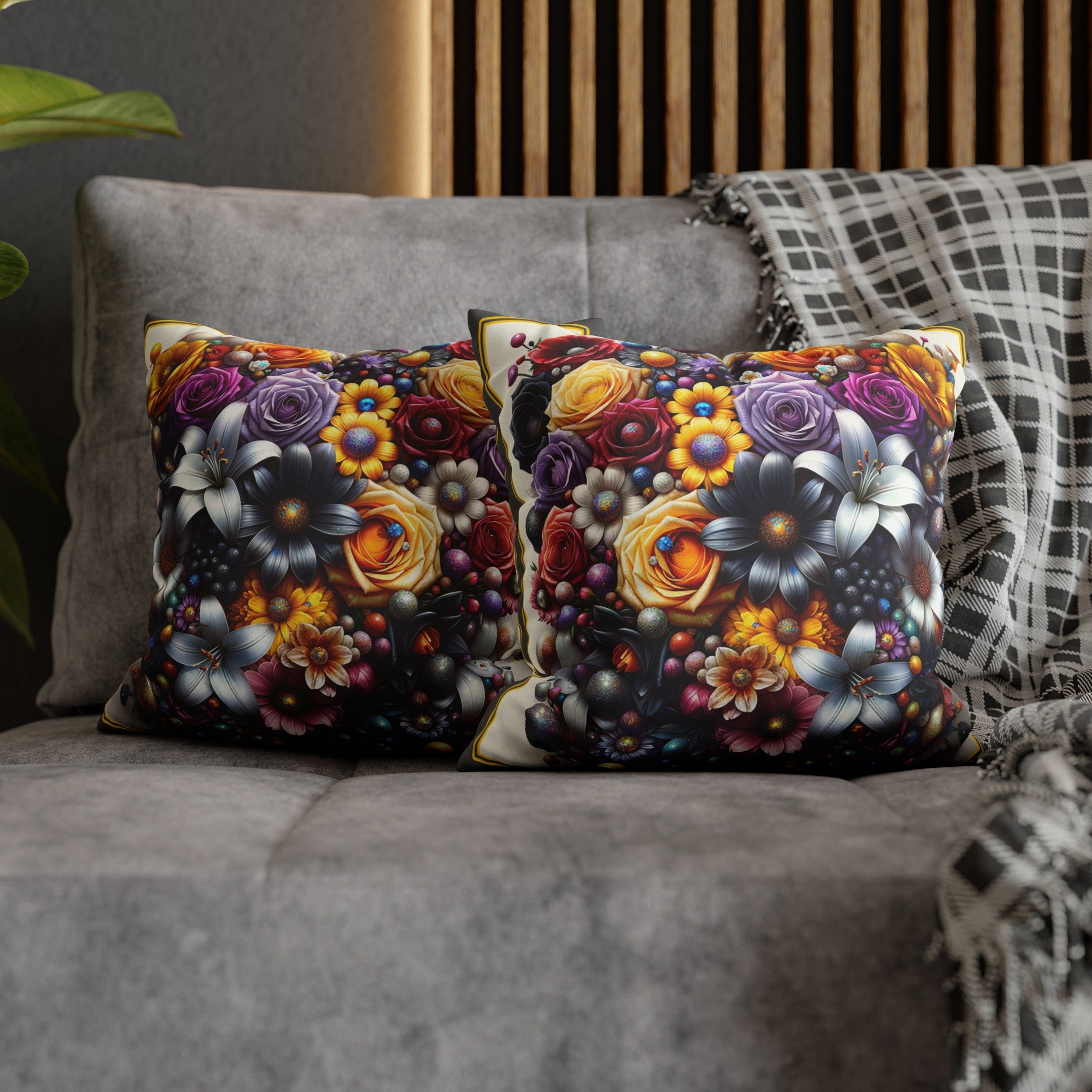 Colourful Bouquet (2) - Suede Square Pillowcase